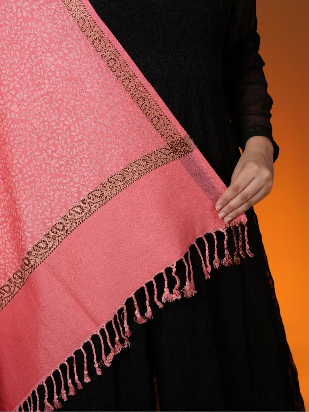 SHIFNEEN Women Botanical Woven Design Acrylic Shawl thumbnail 4