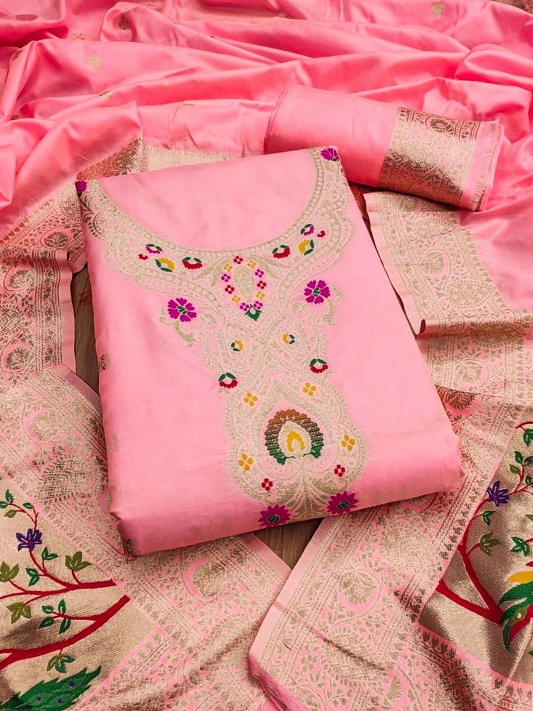 Dhaaga Ghar Pure Silk Unstitched Dress Material - view 1