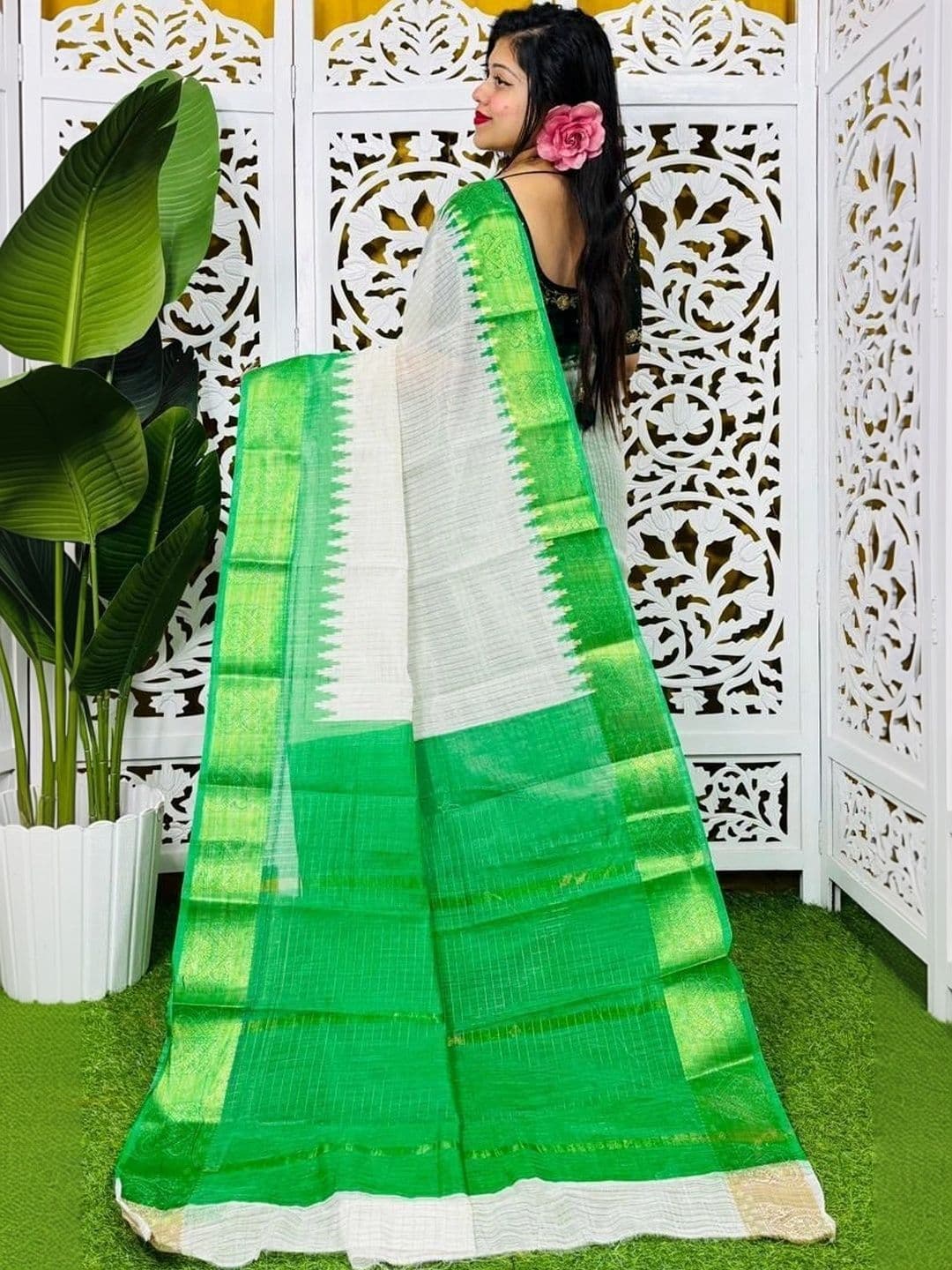 BSC Striped Zari Pure Cotton Saree thumbnail 2