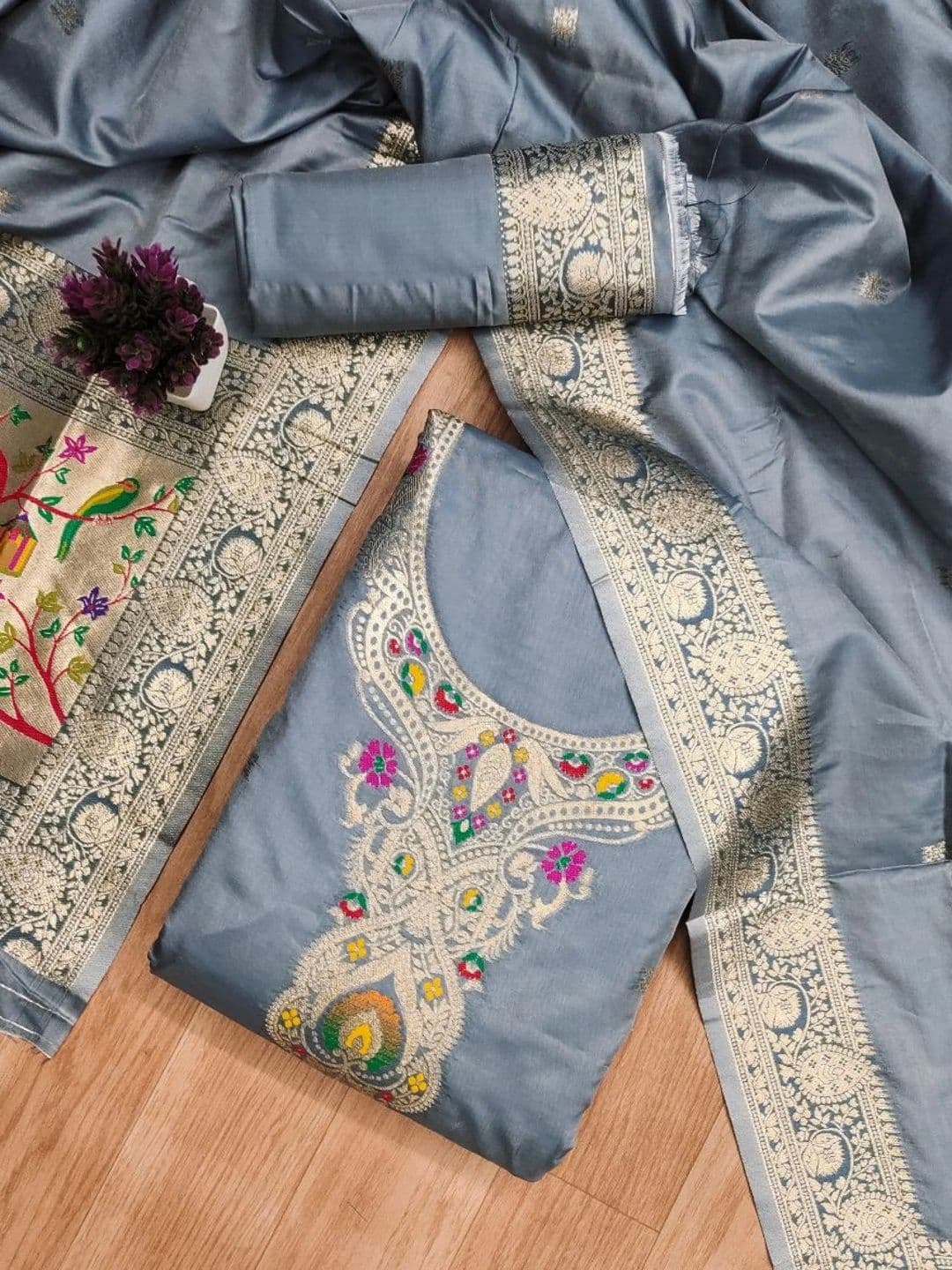 Dhaaga Ghar Pure Silk Unstitched Dress Material thumbnail 4