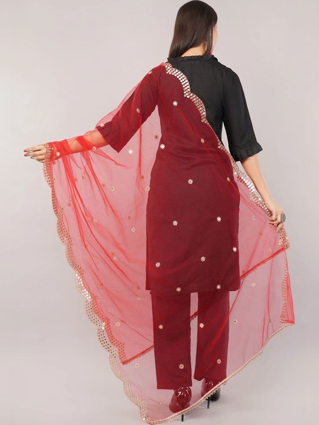 IVAARA Ethnic Motifs Embroidered Dupatta with Mirror Work thumbnail 6