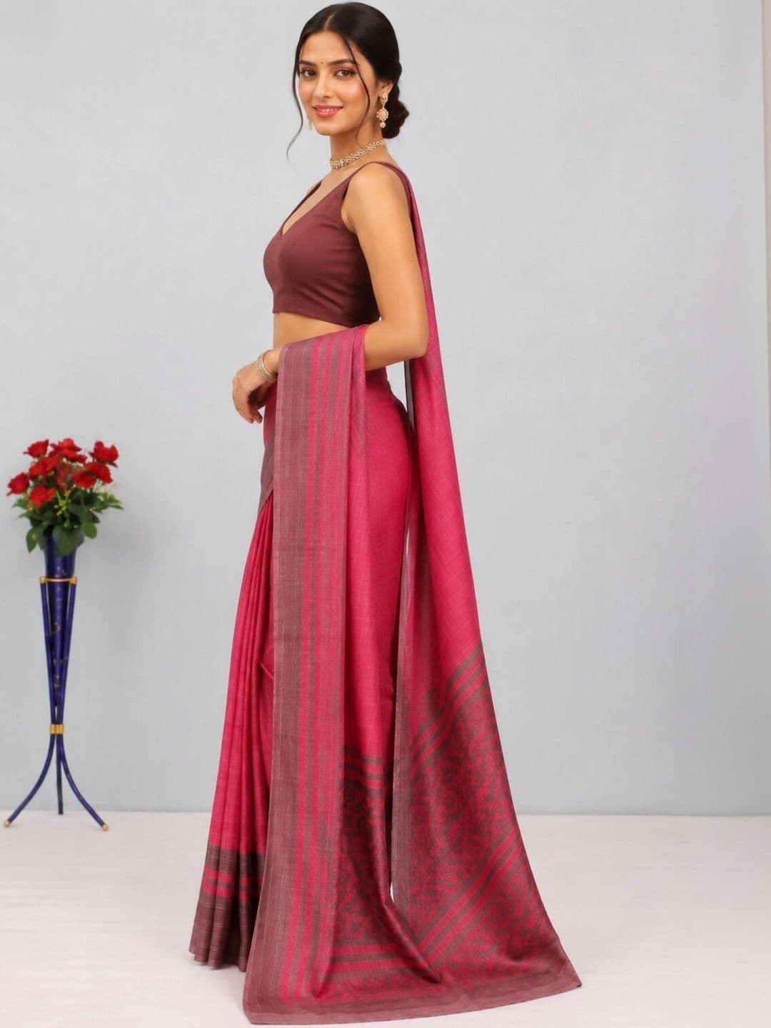 Anouk Striped Art Silk Designer Saree thumbnail 4
