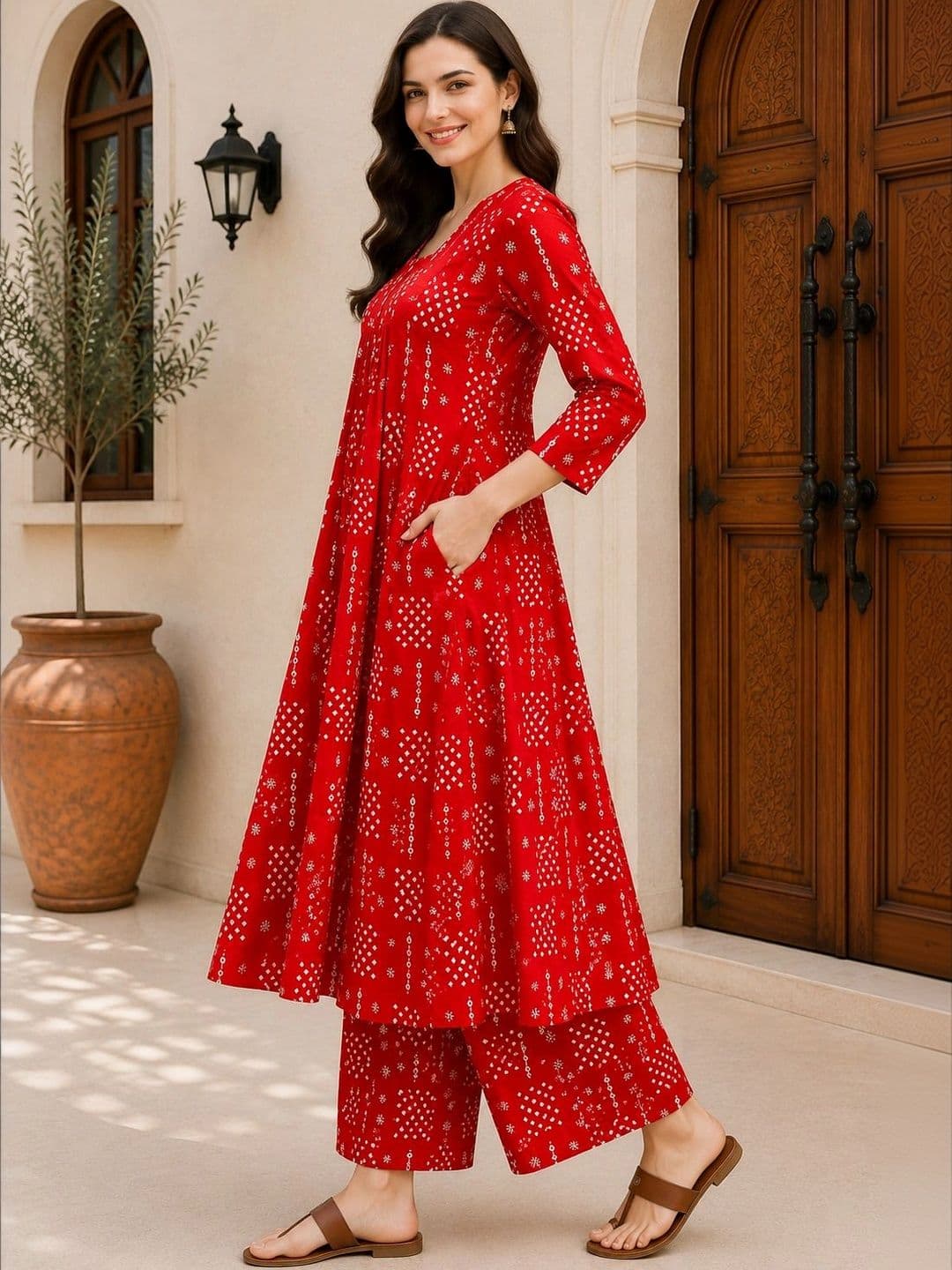 DSK STUDIO Women Ethnic Motifs Printed Empire Kurta with Palazzos thumbnail 5