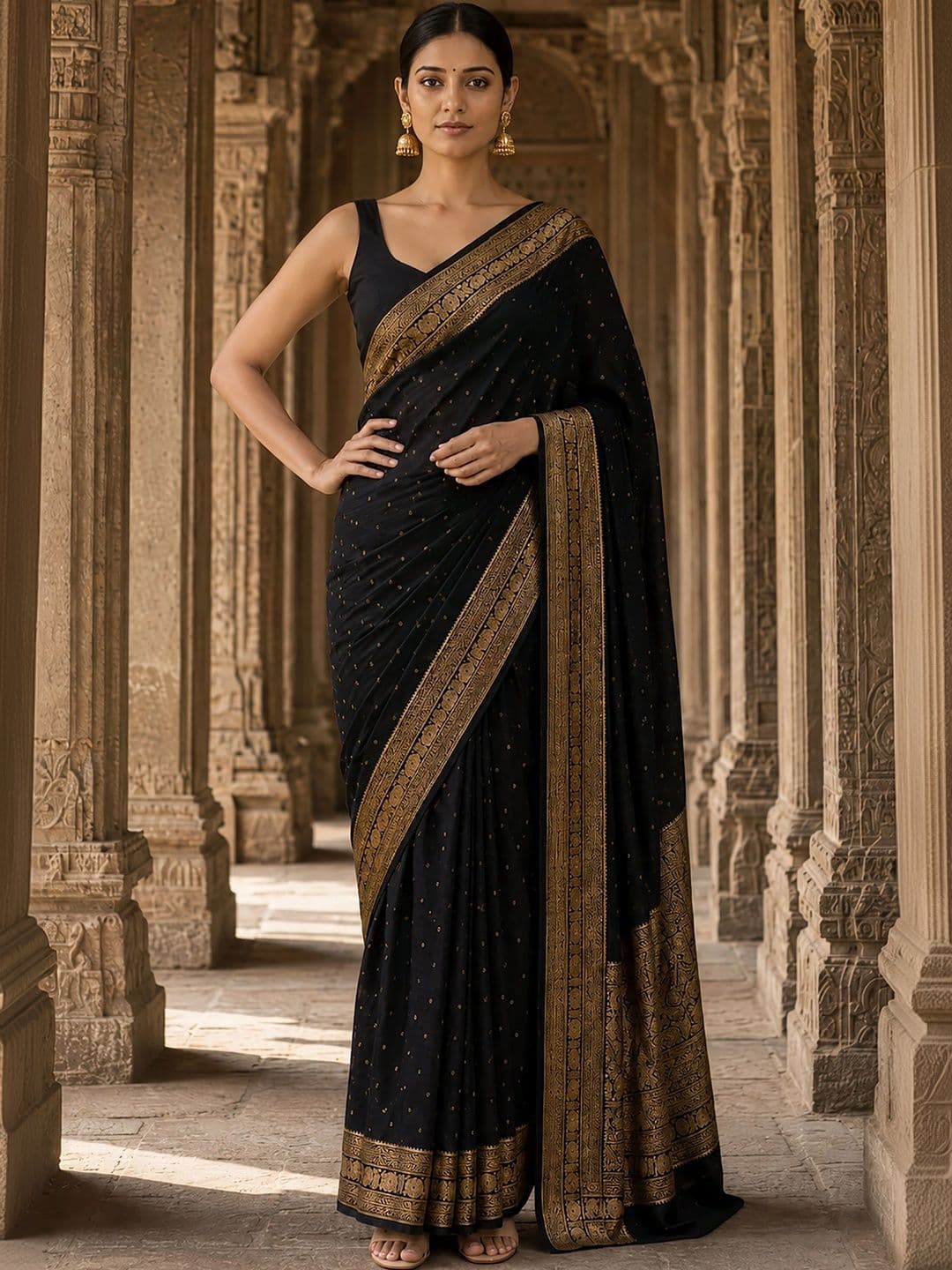 Mitera Woven Design Zari Silk Blend Designer Banarasi Saree thumbnail 3
