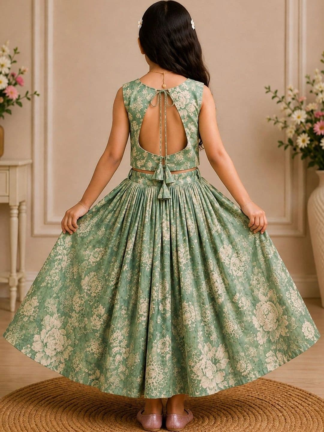 KALINI Girls Printed Ready to Wear Lehenga & thumbnail 2