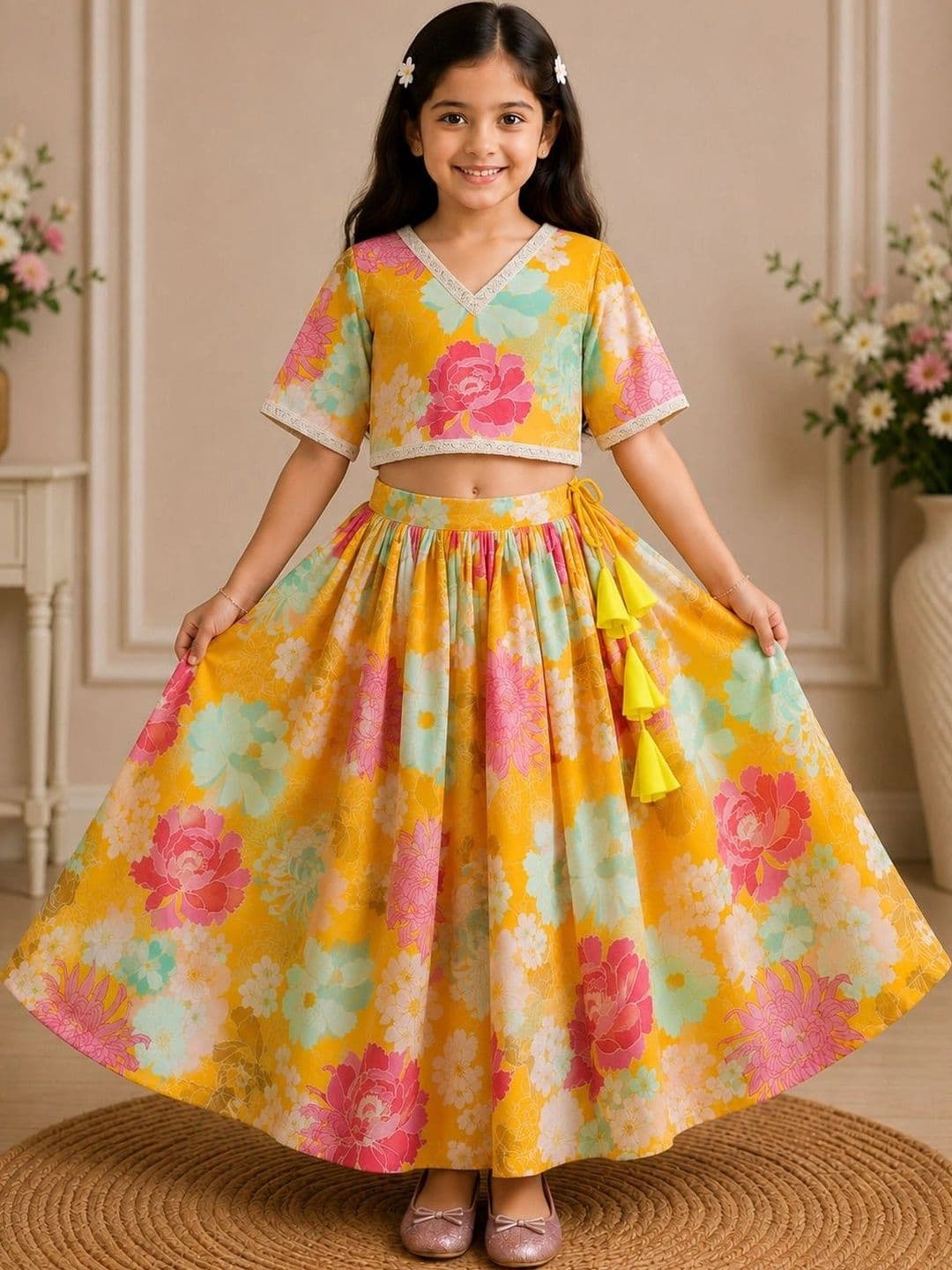 KALINI Girls Printed Ready to Wear Lehenga & - view 1