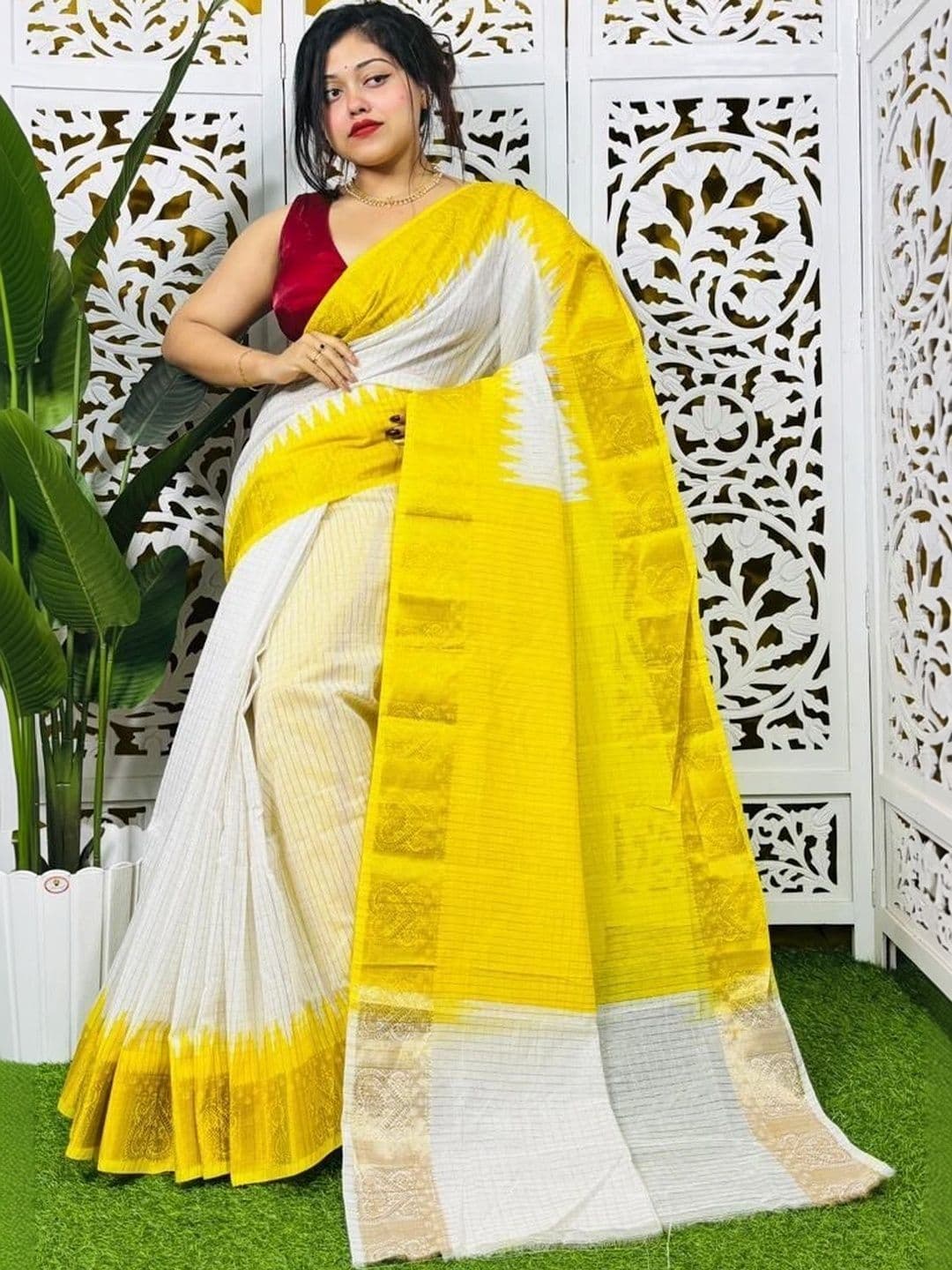 READYMART Striped Pure Cotton Saree - view 1