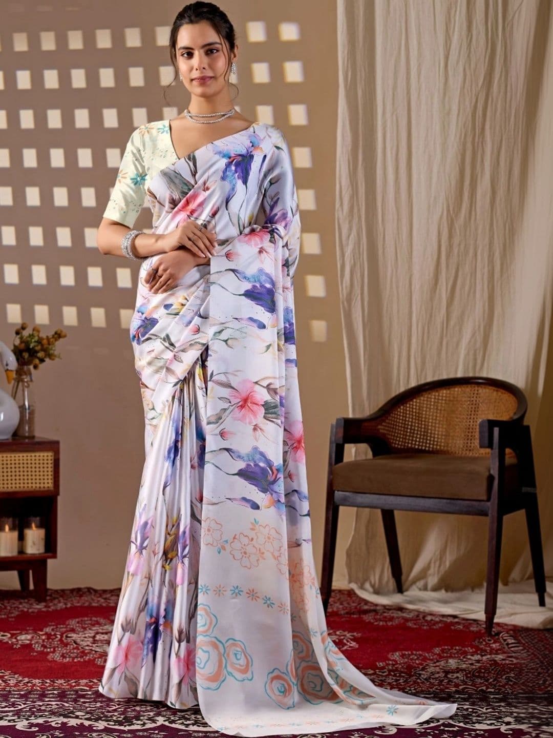 Mitera Floral Designer Saree - view 1