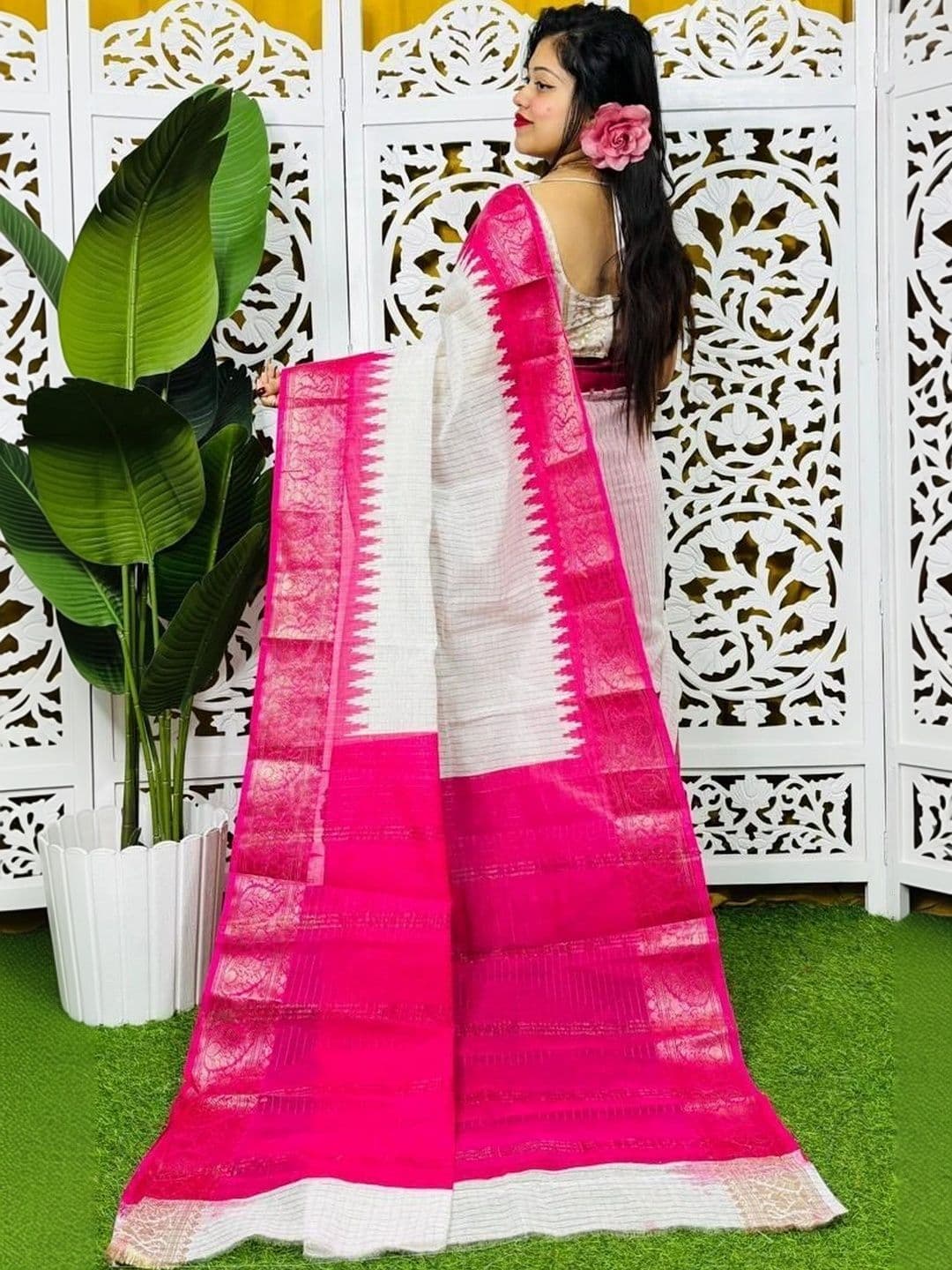 ACHOL Woven Design Zari Pure Cotton Saree thumbnail 3