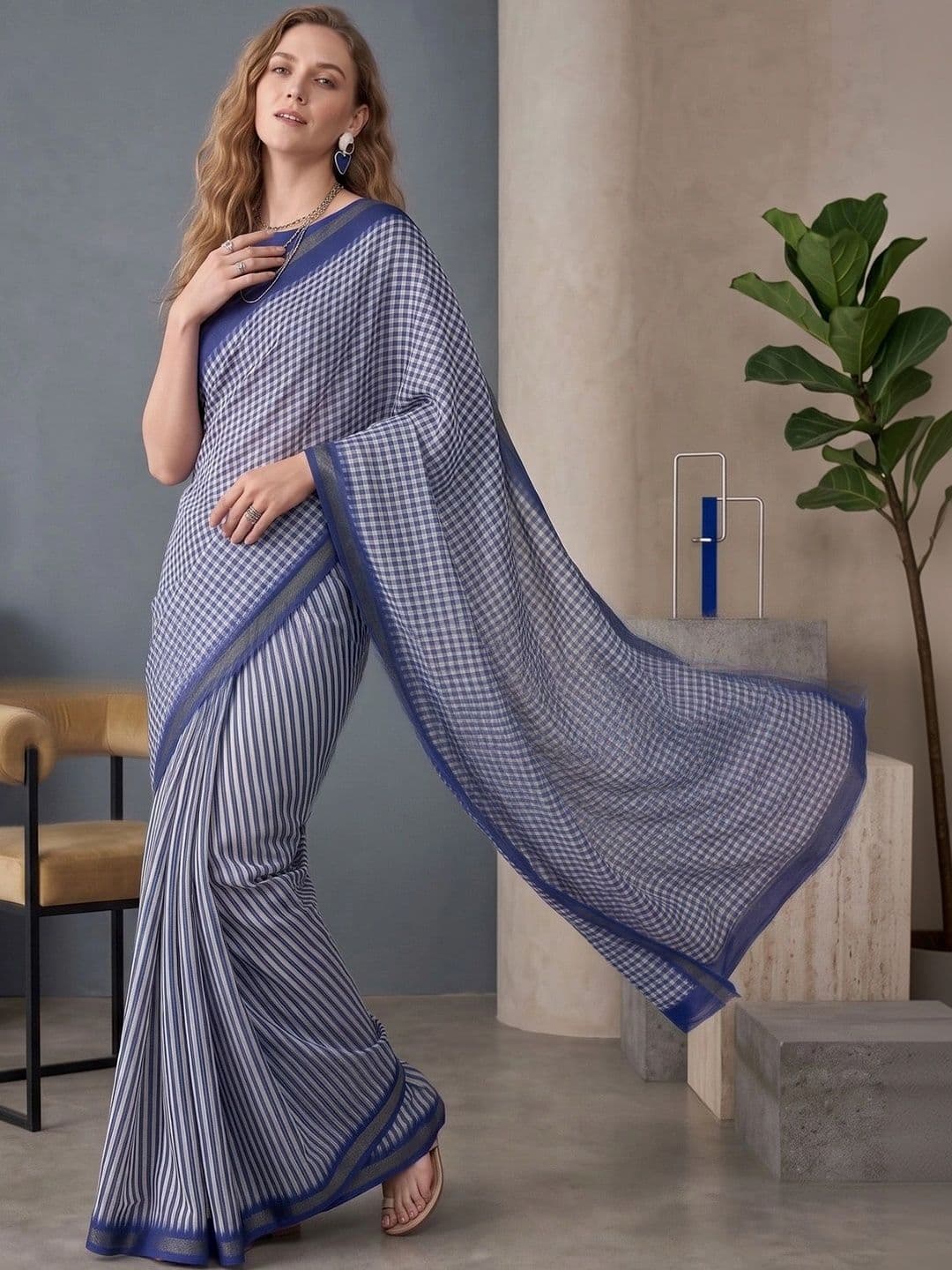 elora Woven Design Fusion Chanderi Saree - view 1