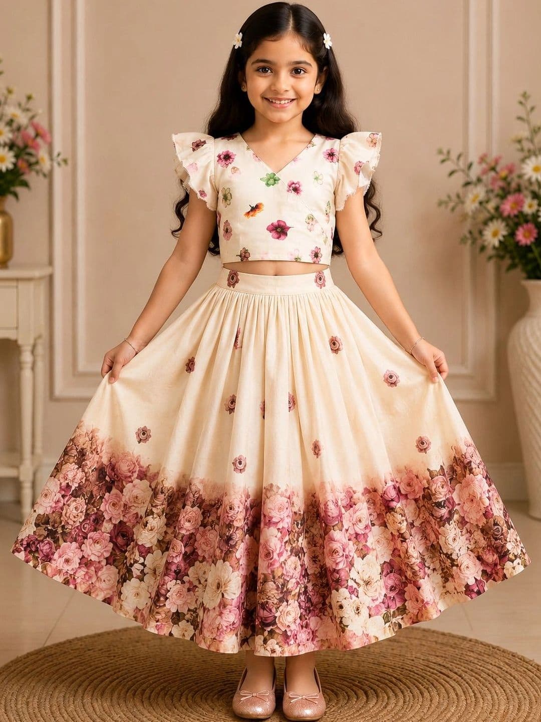 KALINI Girls Printed Ready to Wear Lehenga & - view 1