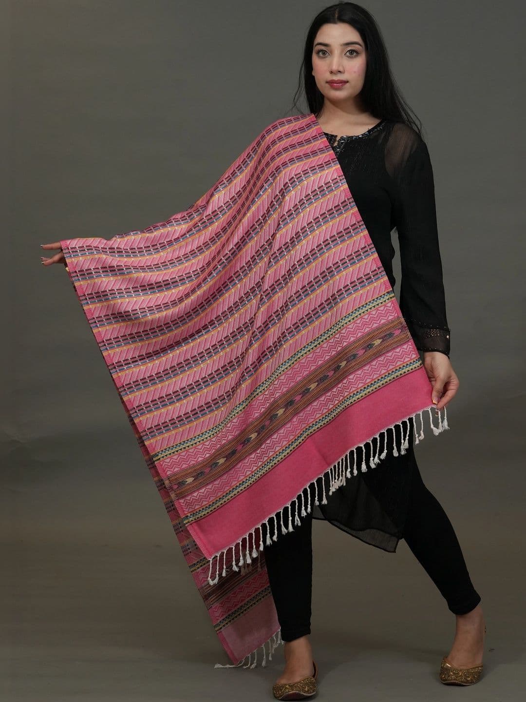 S.T. Women Geometric Woven Design Acrylic Shawl - view 1