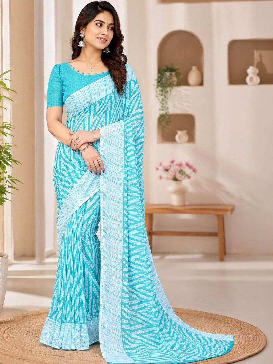 NARIVESH TRENDS Poly Georgette Saree - view 1