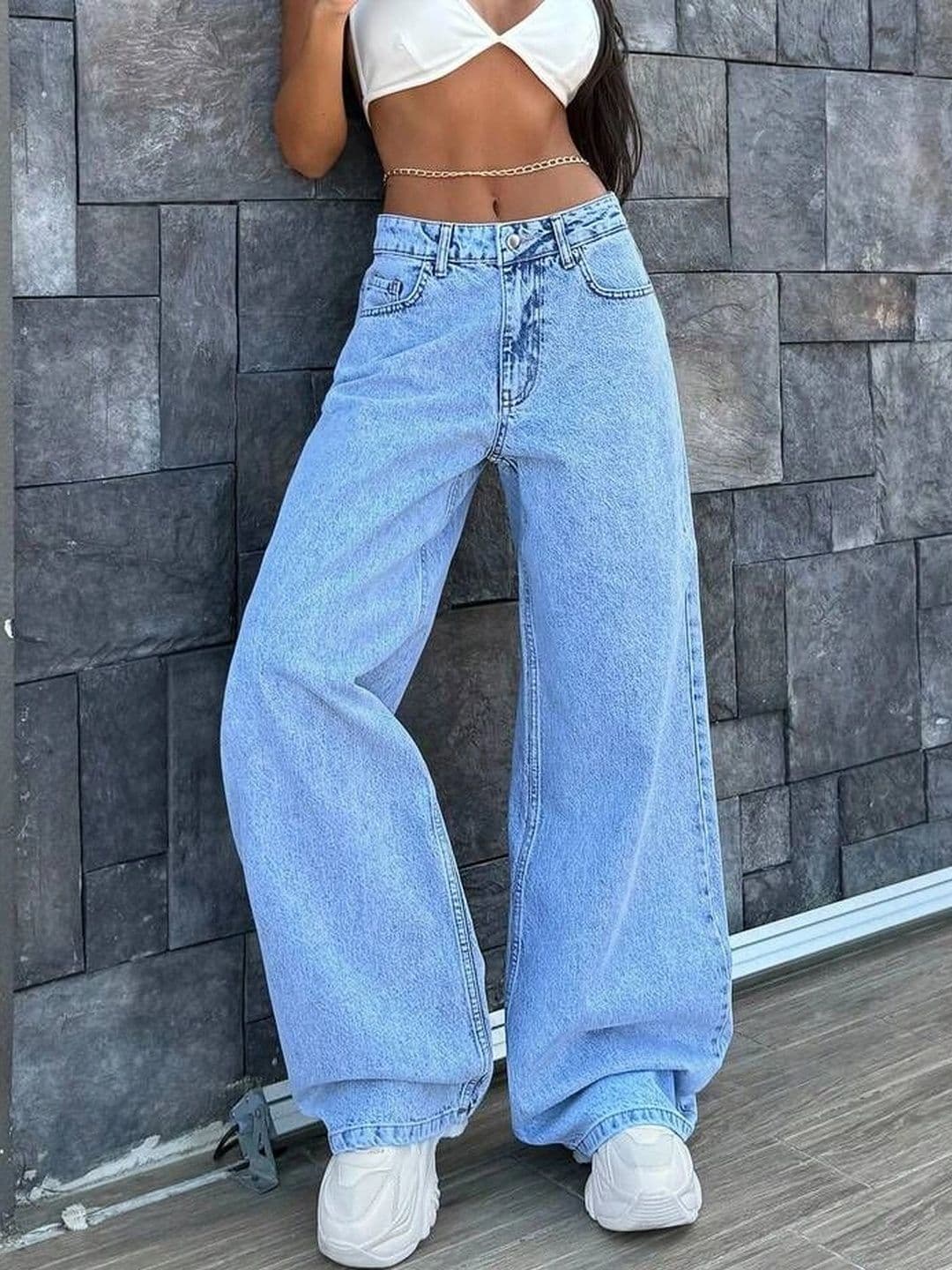 Mast & Harbour Women Comfort Wide Leg High-Rise Light Fade Denim Stretchable Jeans - view 1