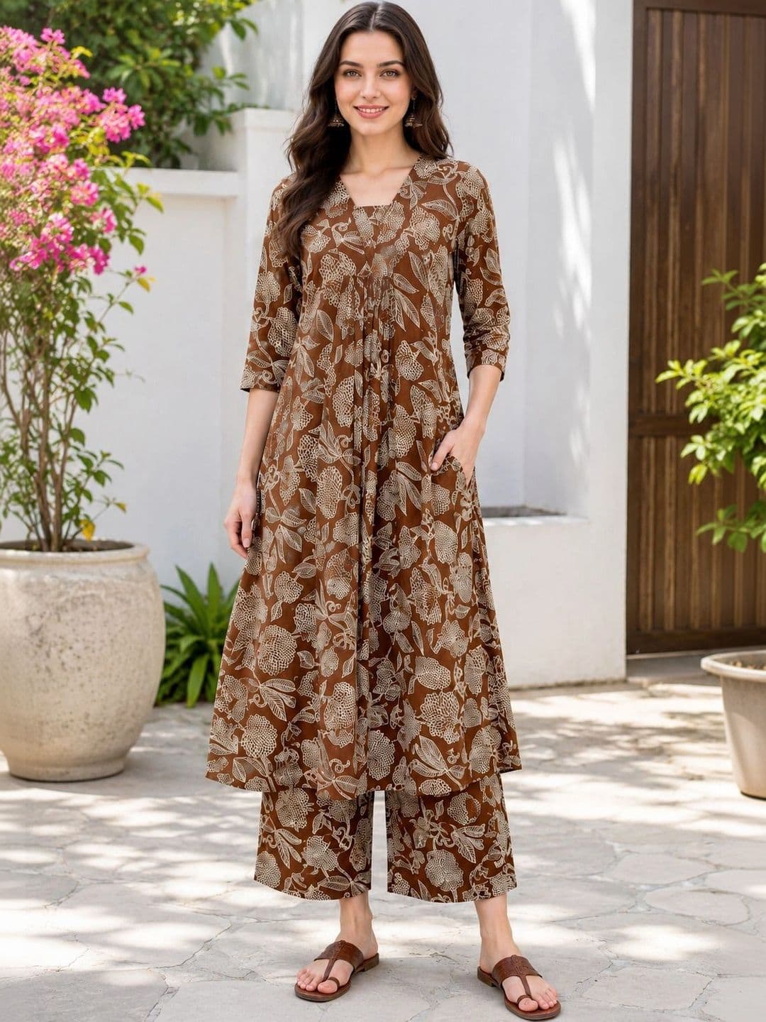 DSK STUDIO Women Floral Printed Empire Kurta with Palazzos thumbnail 5