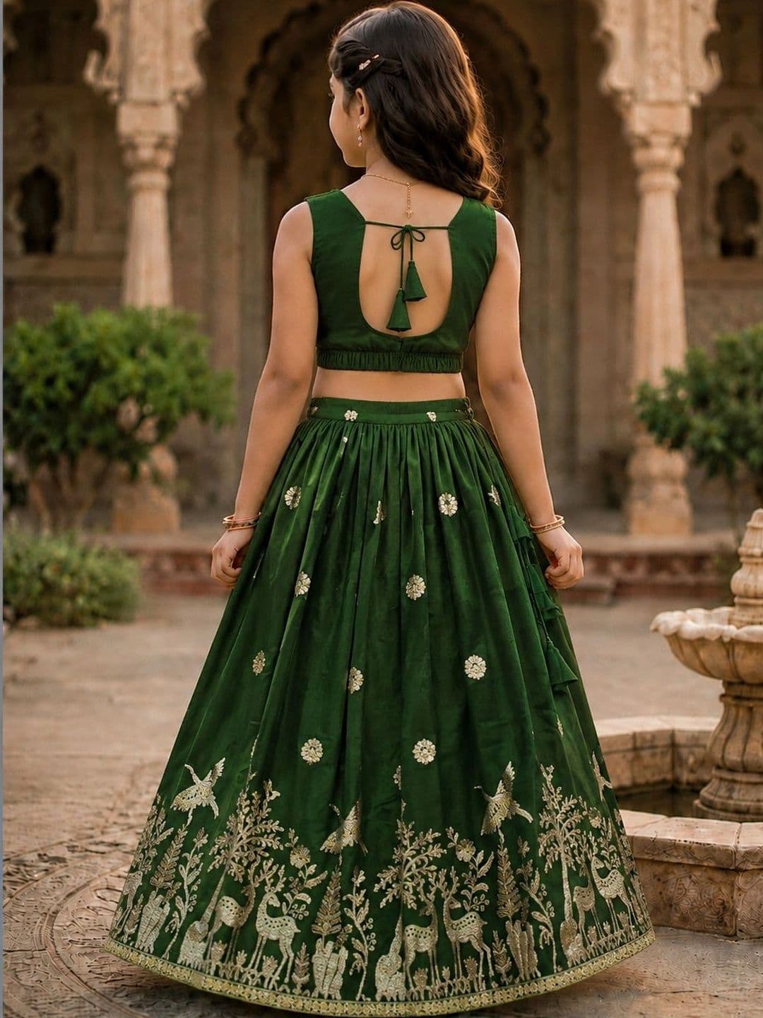 KALINI Girls Embellished Ready to Wear Lehenga & thumbnail 6