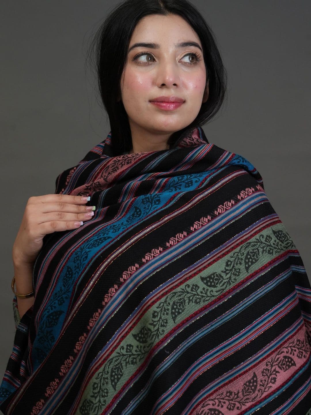 S.T. Women Ethnic Motifs Woven Design Acrylic Shawl thumbnail 3