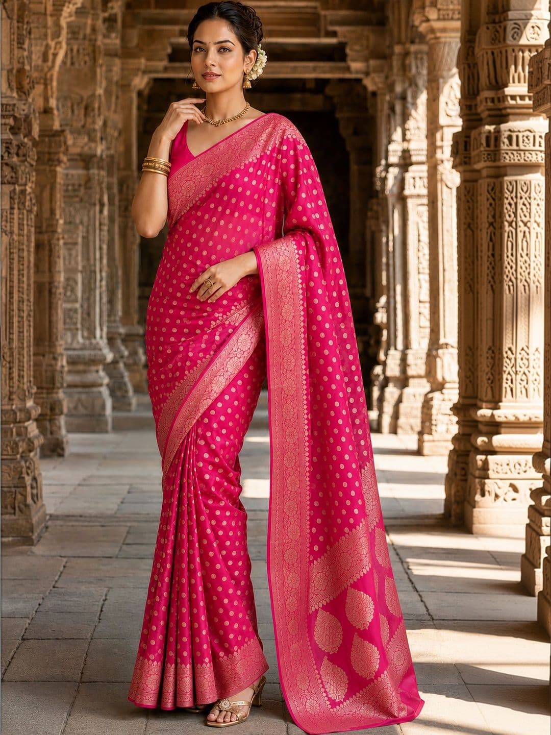 Mitera Woven Design Zari Silk Blend Designer Banarasi Saree thumbnail 6