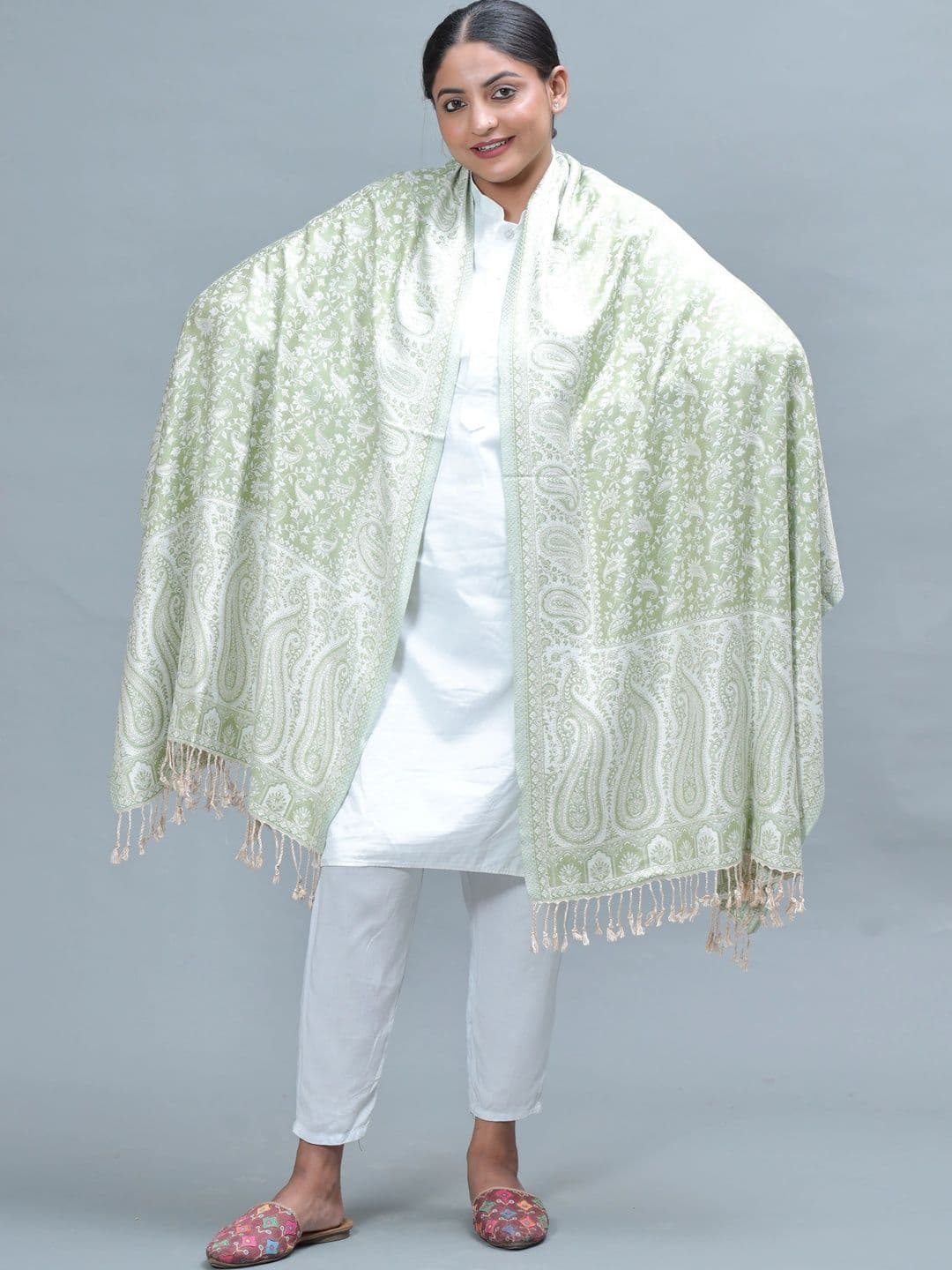 S.T. Women Ethnic Motifs Embroidered Acrylic Shawl - view 1