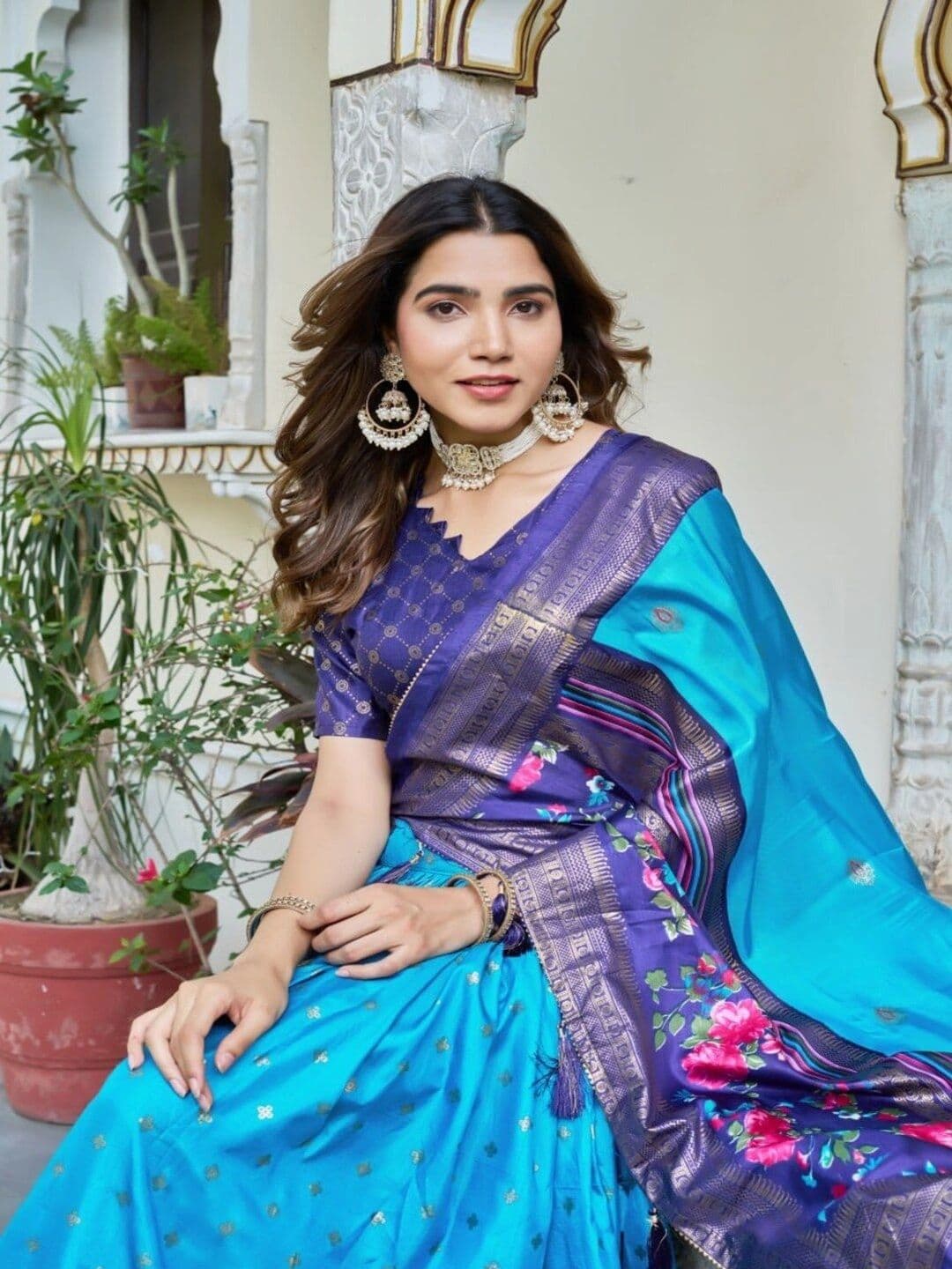 Sangria Semi-Stitched Lehenga & Unstitched Blouse With Dupatta thumbnail 5