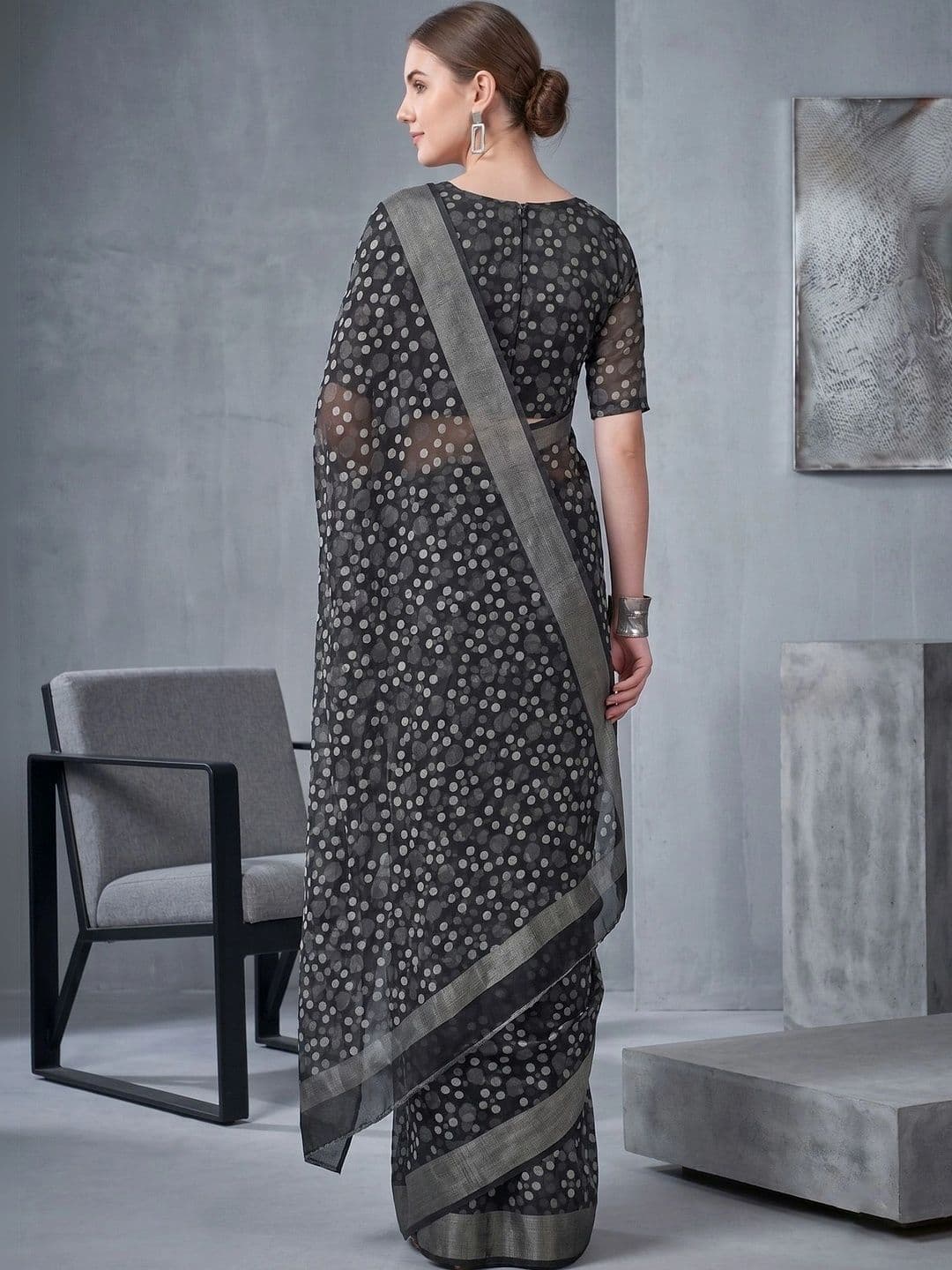 elora Dabu Fusion Chanderi Saree thumbnail 3
