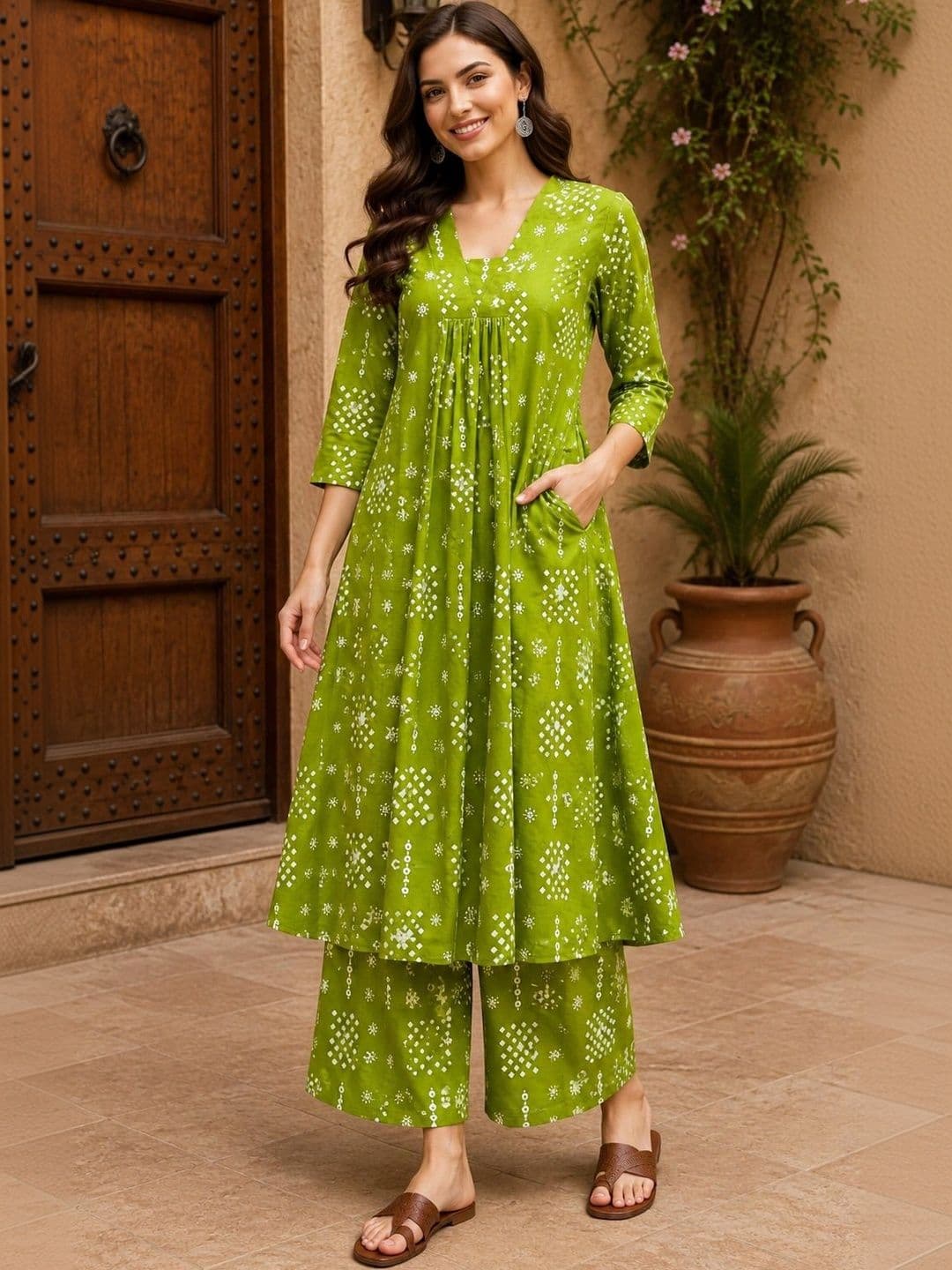NEW ETHNIC 4 YOU Women Ethnic Motifs Printed Empire Kurta with Palazzos thumbnail 2