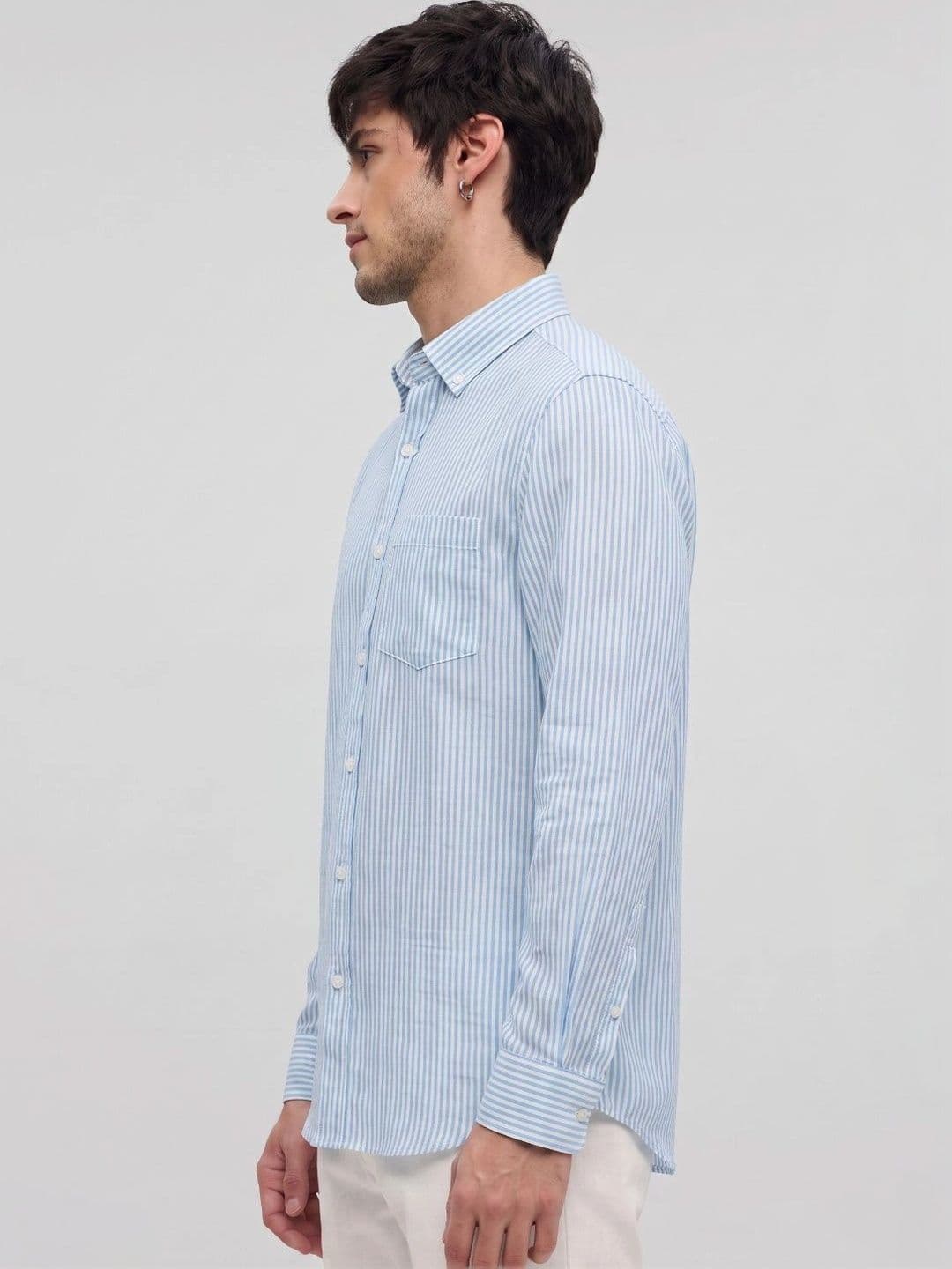 HENSHIKA Men Standard Striped Casual Shirt thumbnail 4