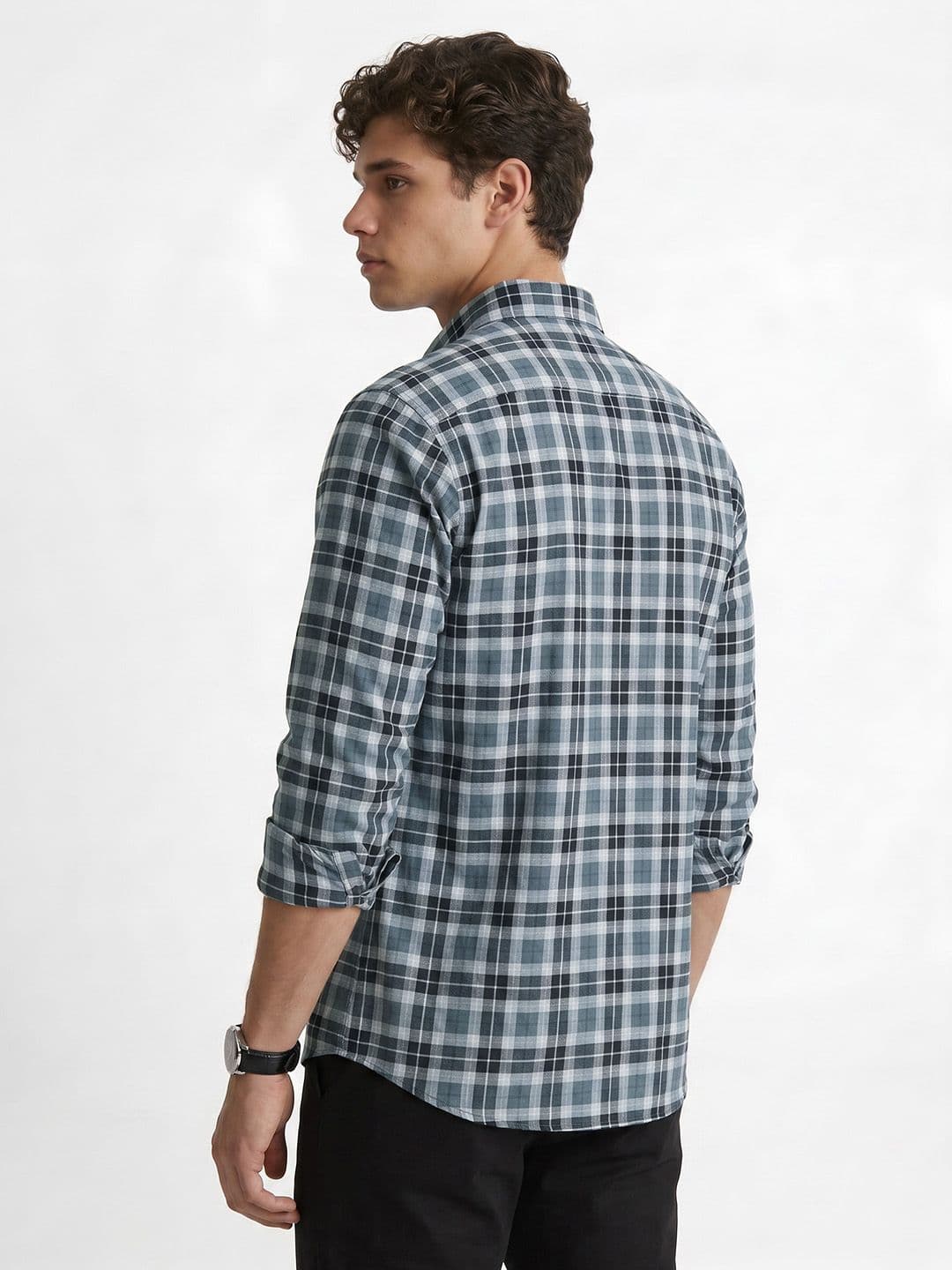 Peter England Snug Slim Fit Checked Casual Shirt thumbnail 4