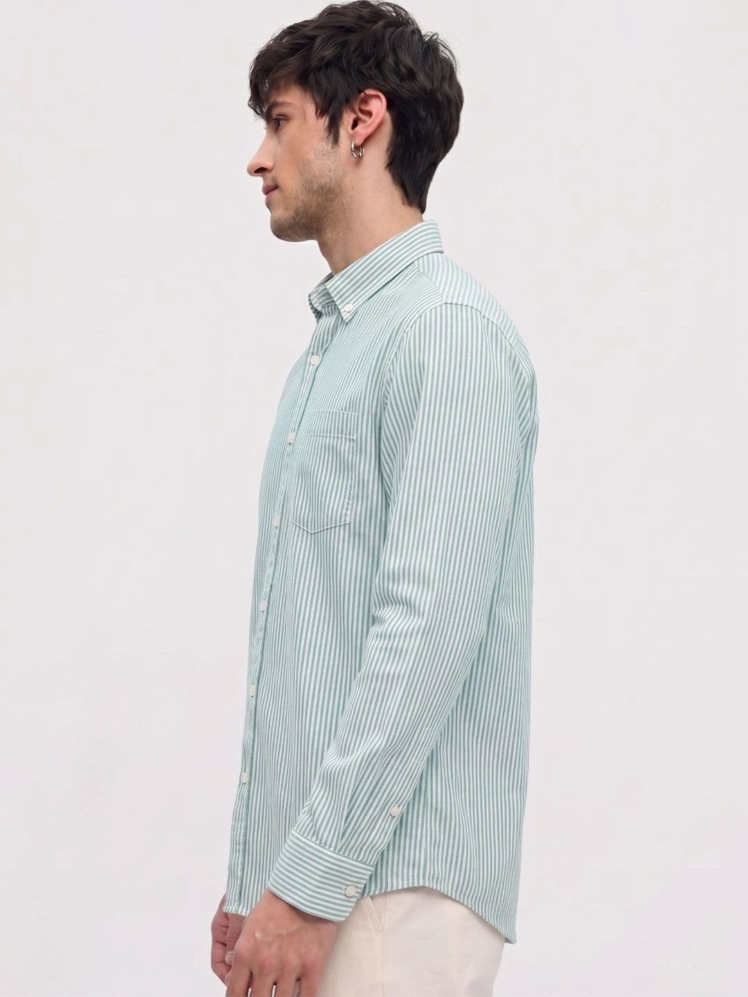 HENSHIKA Men Standard Striped Casual Shirt thumbnail 6