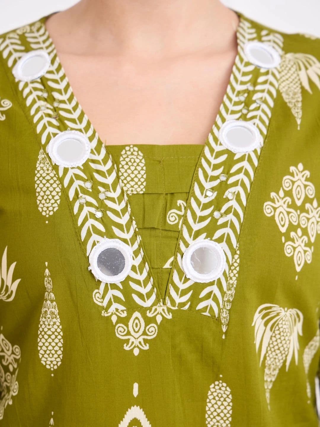 KALINI Women Ethnic Motifs Printed Regular Mirror Work Pure Cotton Kurta with Trousers & With Dupatta thumbnail 4