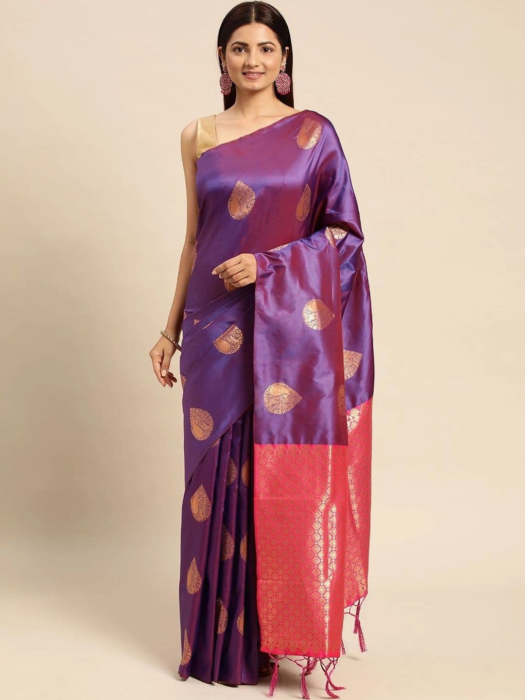 Dhaaga Ghar Paisley Zari Art Silk Banarasi Saree - view 1
