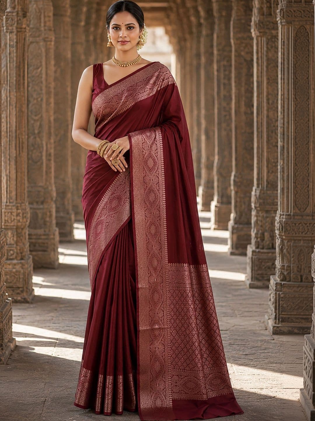 Mitera Woven Design Zari Silk Blend Designer Banarasi Saree - view 1