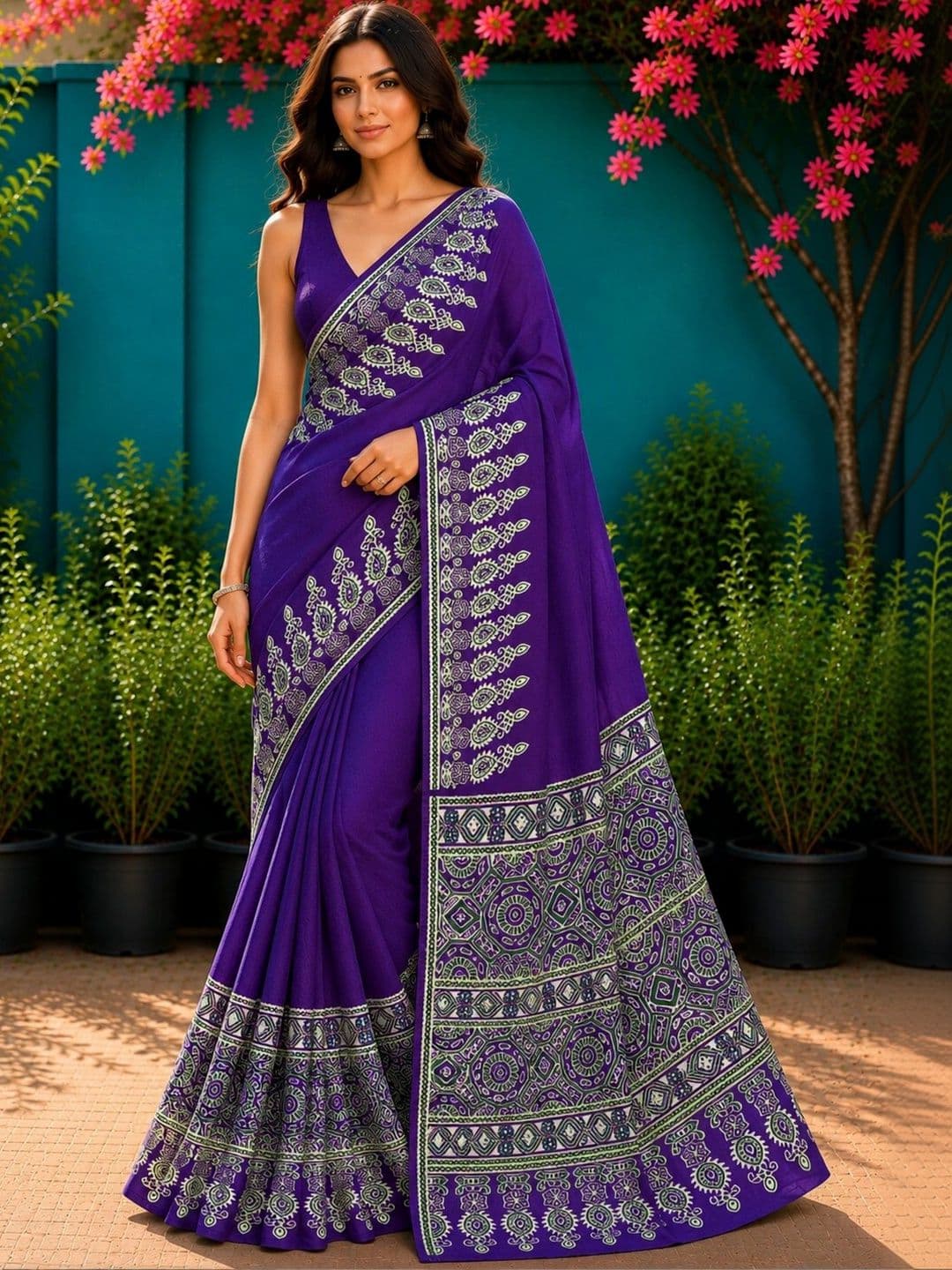 Anouk Ethnic Motifs Embroidered Art Silk Designer Saree - view 1