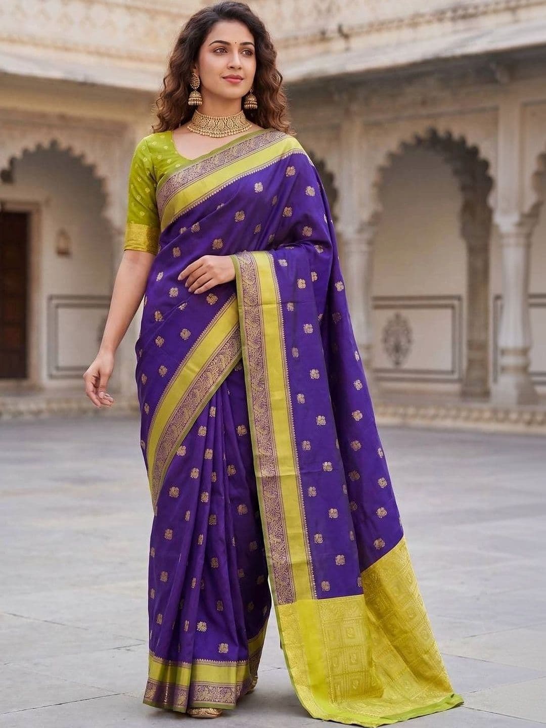 Peachmode Woven Design Zari Art Silk Handloom Banarasi Saree - view 1