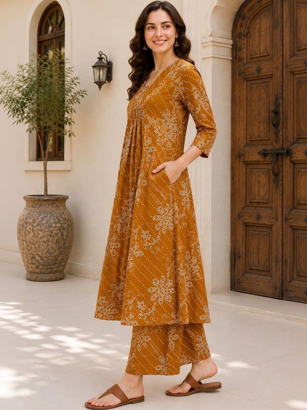 DSK STUDIO Women Ethnic Motifs Printed Regular Kurta with Palazzos thumbnail 2