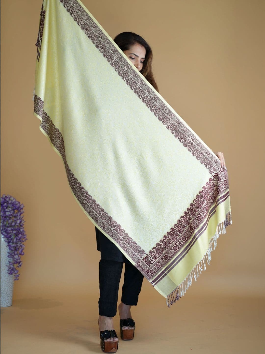 S.T. Women Paisley Woven Design Acrylic Shawl thumbnail 3