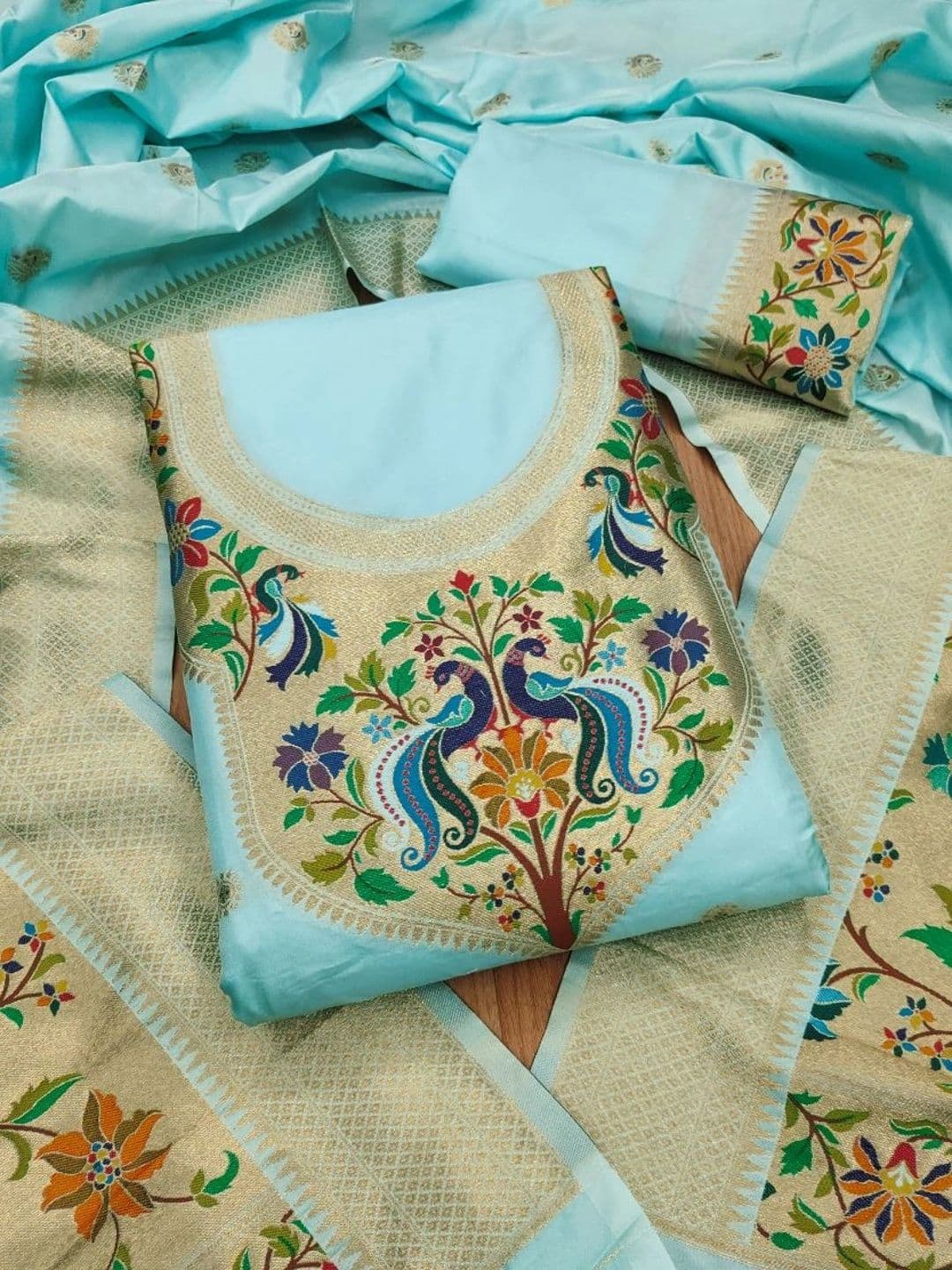 KALINI Pure Silk Unstitched Dress Material - view 1