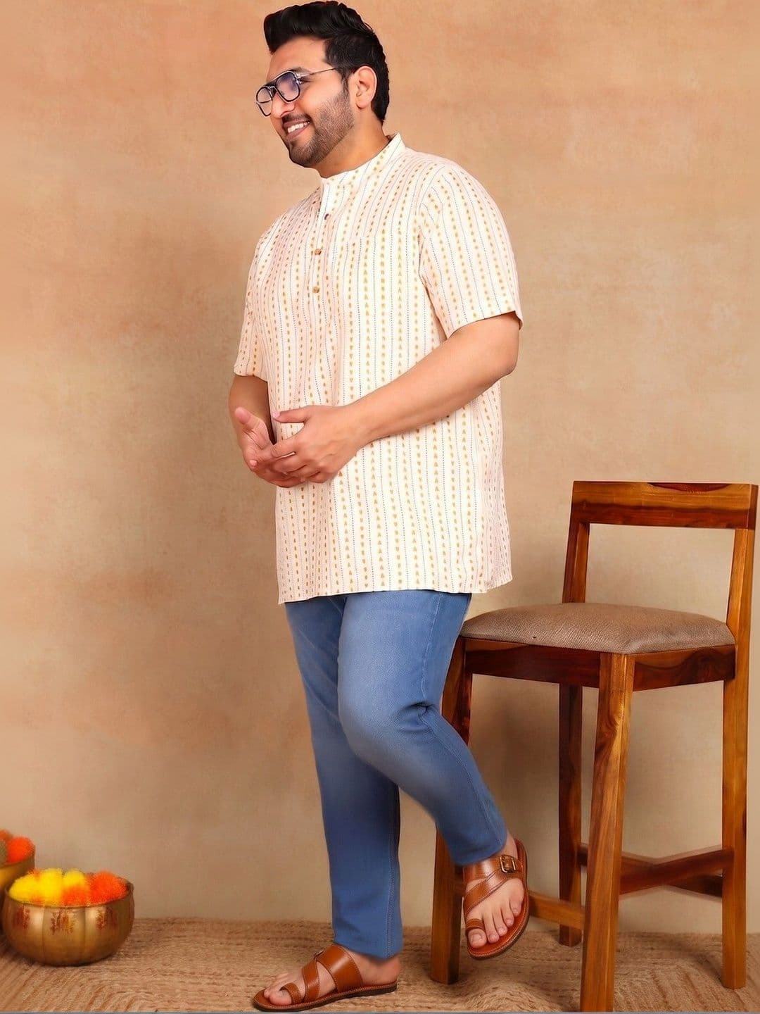 Sztori Men Geometric Printed Kurta thumbnail 4