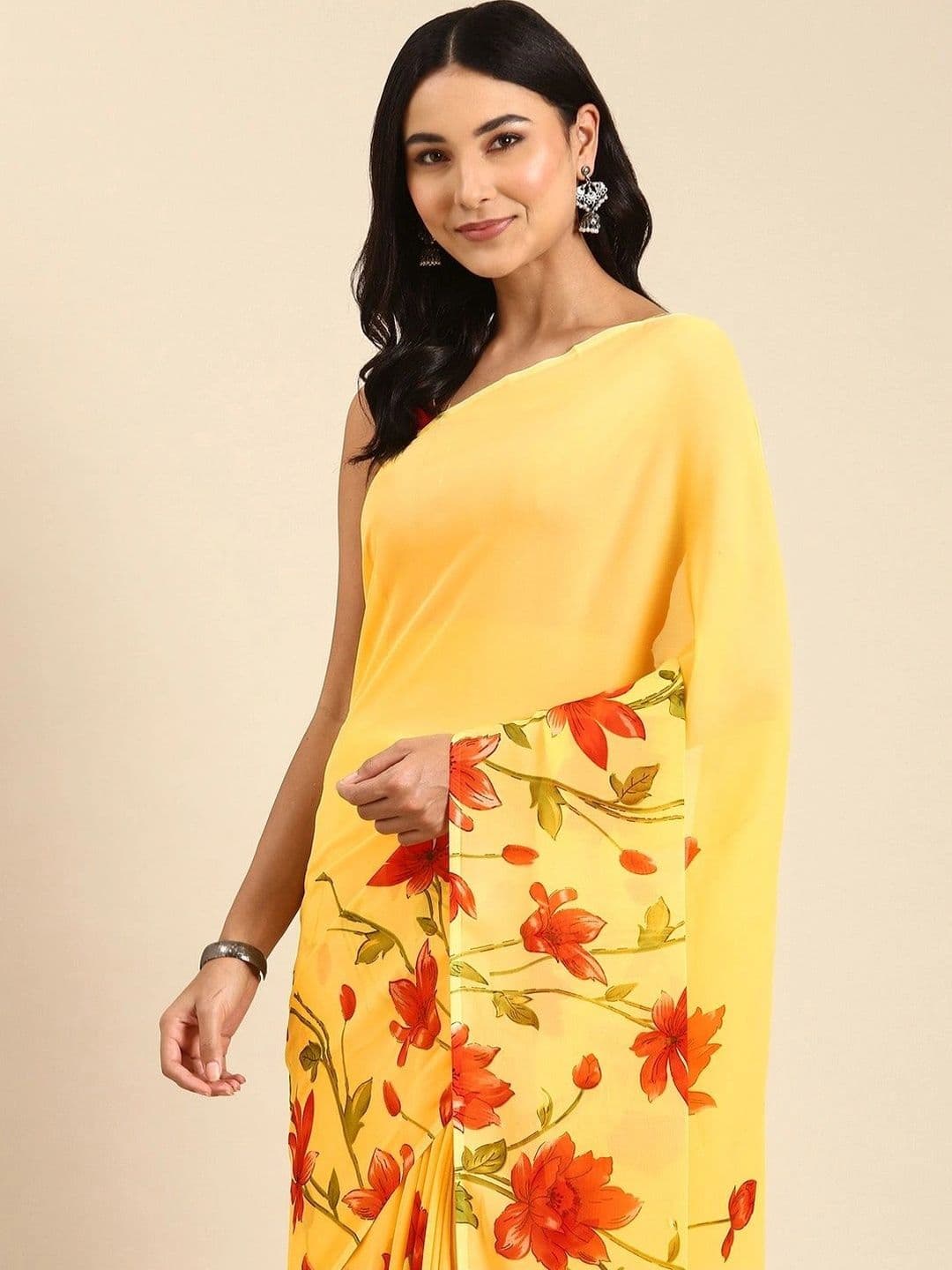 NARIVESH TRENDS Floral Poly Georgette Saree thumbnail 6