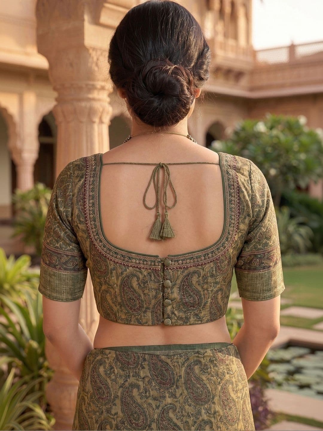 elora Paisley Fusion Chanderi Saree thumbnail 3