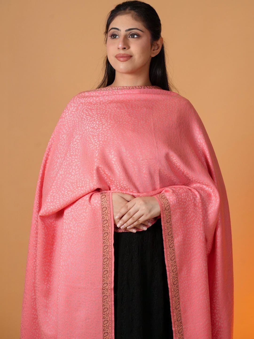 SHIFNEEN Women Botanical Woven Design Acrylic Shawl thumbnail 2