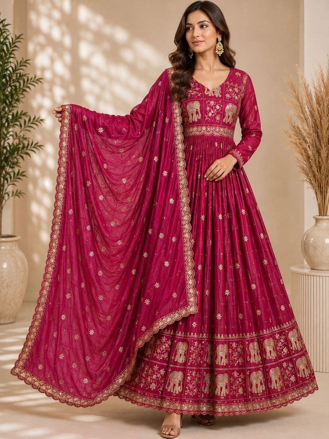 Moda Rapido Women Ethnic Motifs Embroidered Empire Kurta With Dupatta - view 1