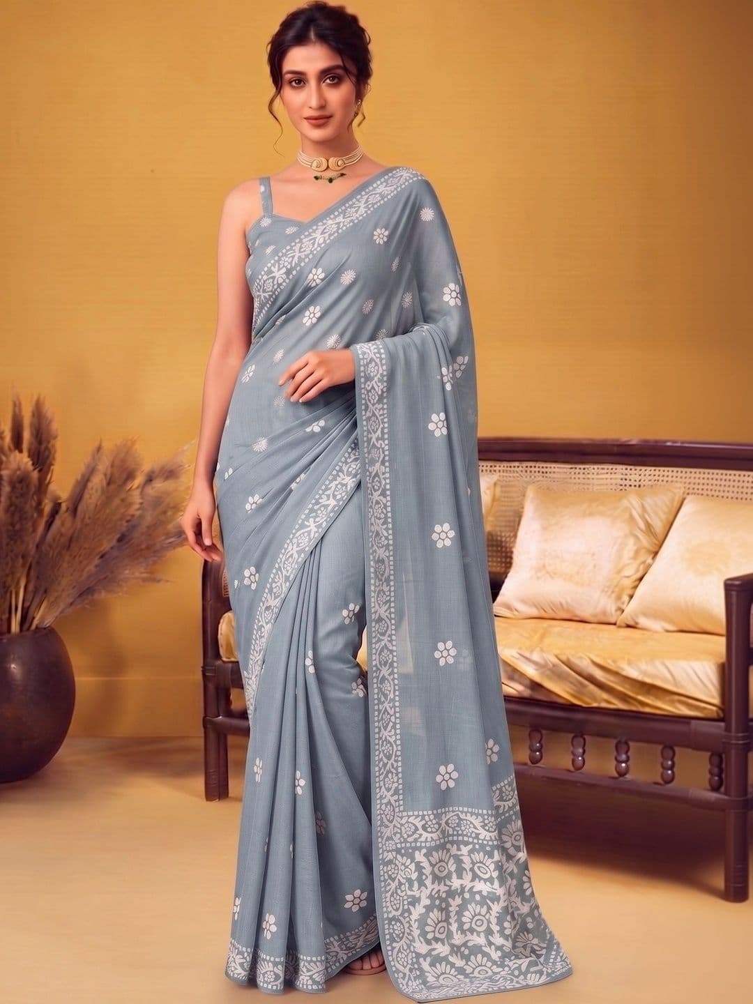 MAGNEITTA Floral Pure Chiffon Designer Saree - view 1