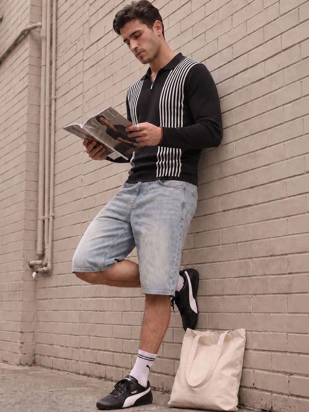 glitchez Men Striped Polo Collar T-shirt thumbnail 4