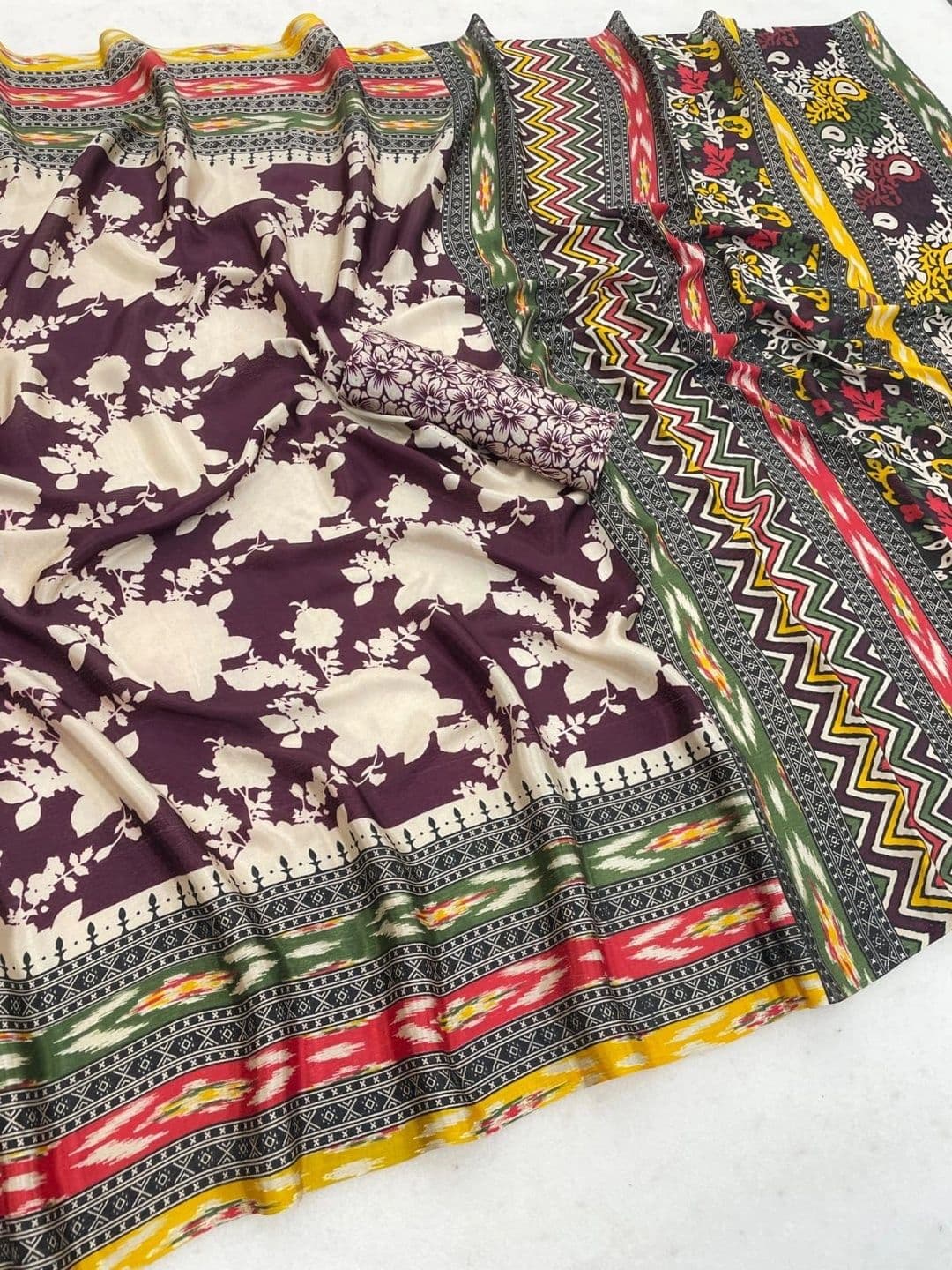 Anouk Floral Art Silk Designer Saree thumbnail 4