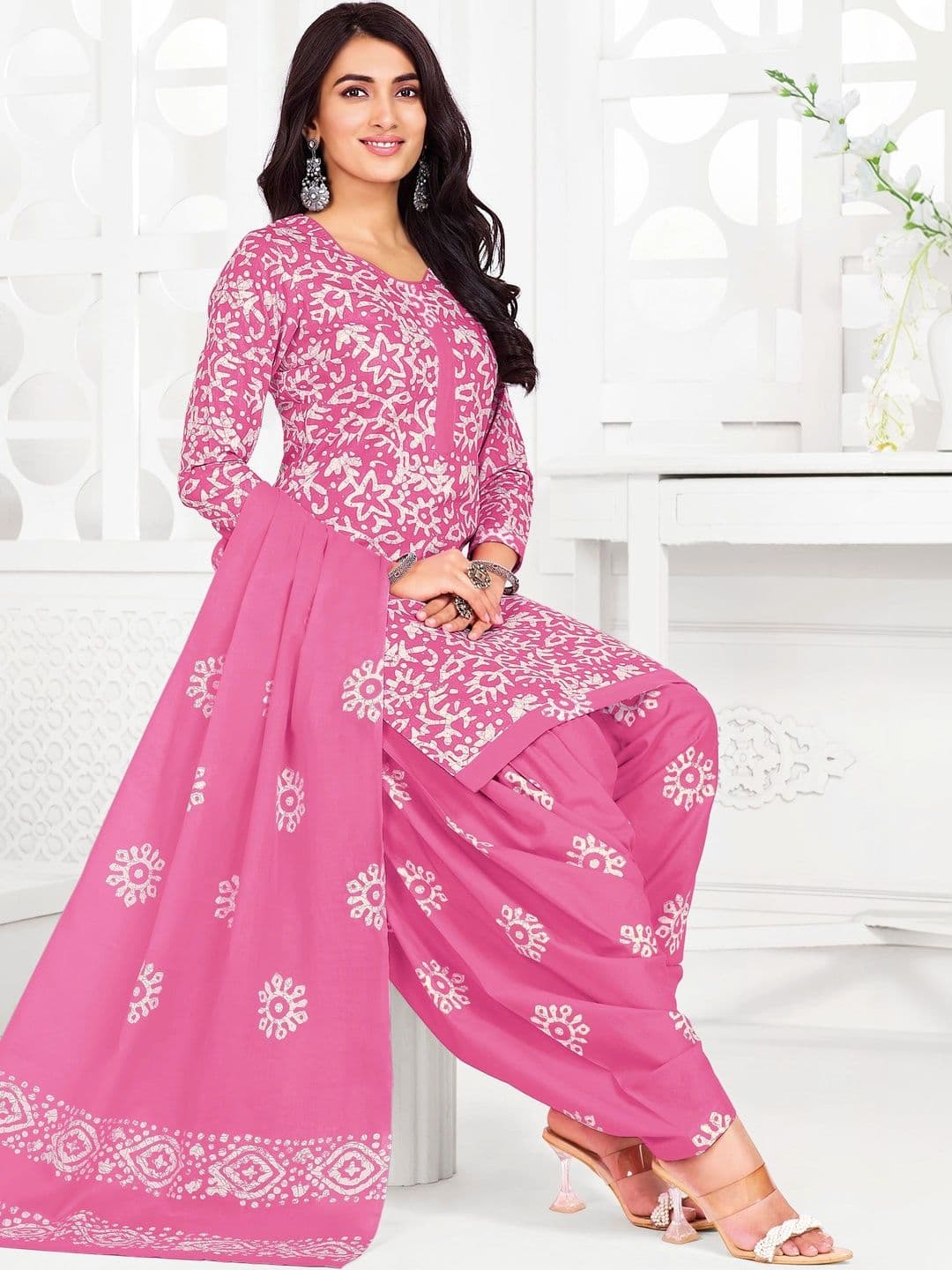 shree jeenmata collection Printed Pure Cotton Unstitched Dress Material - view 1