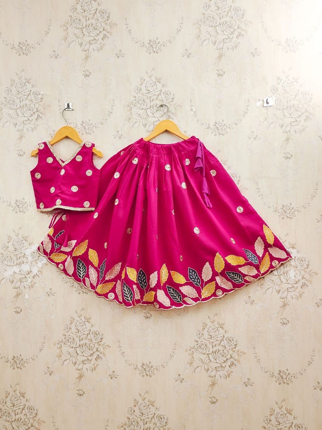 KALINI Girls Embellished Thread Work Ready to Wear Lehenga & thumbnail 3