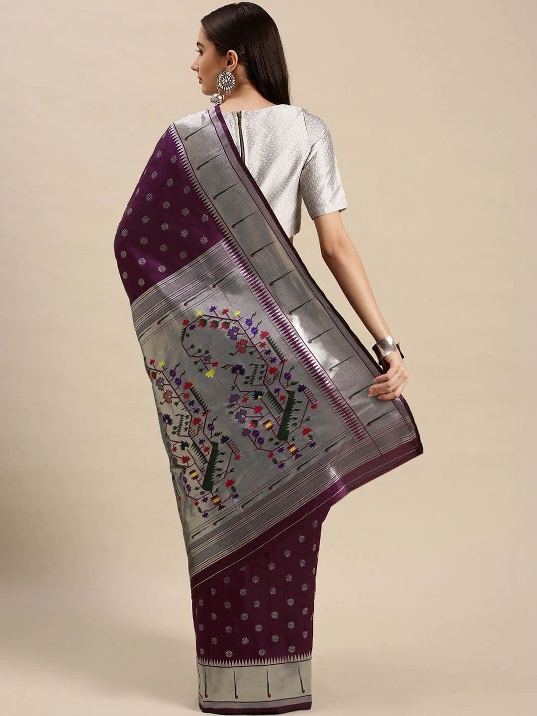 KALINI Ethnic Motifs Woven Design Zari Art Silk Paithani Saree thumbnail 3
