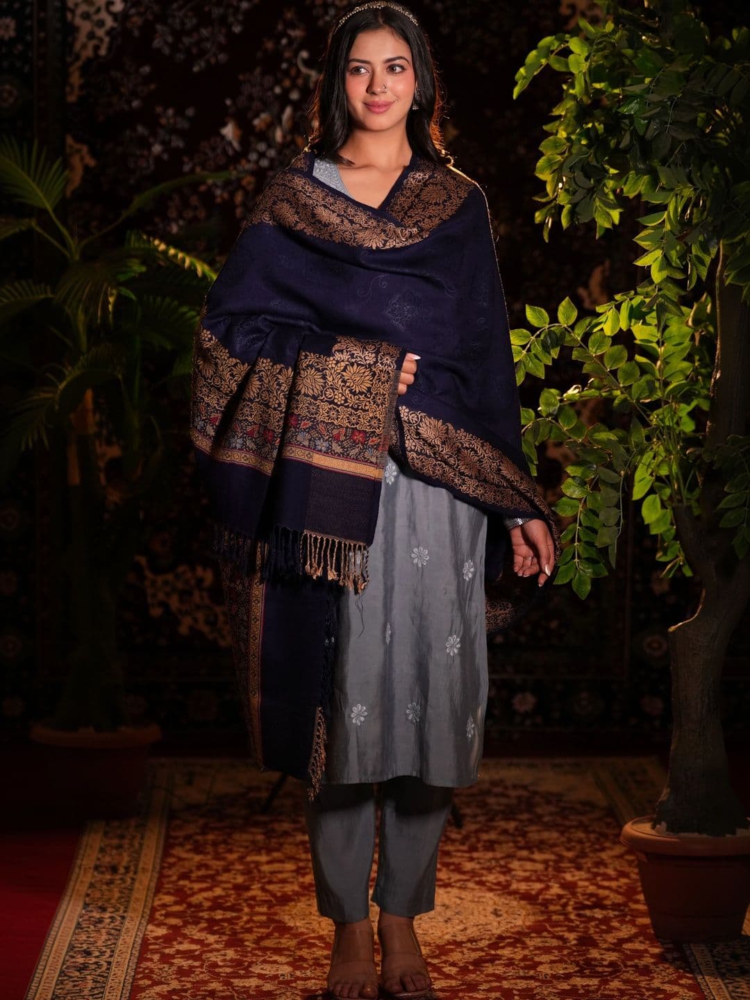 S.T. Women Ethnic Motifs Woven Design Acrylic Shawl - view 1