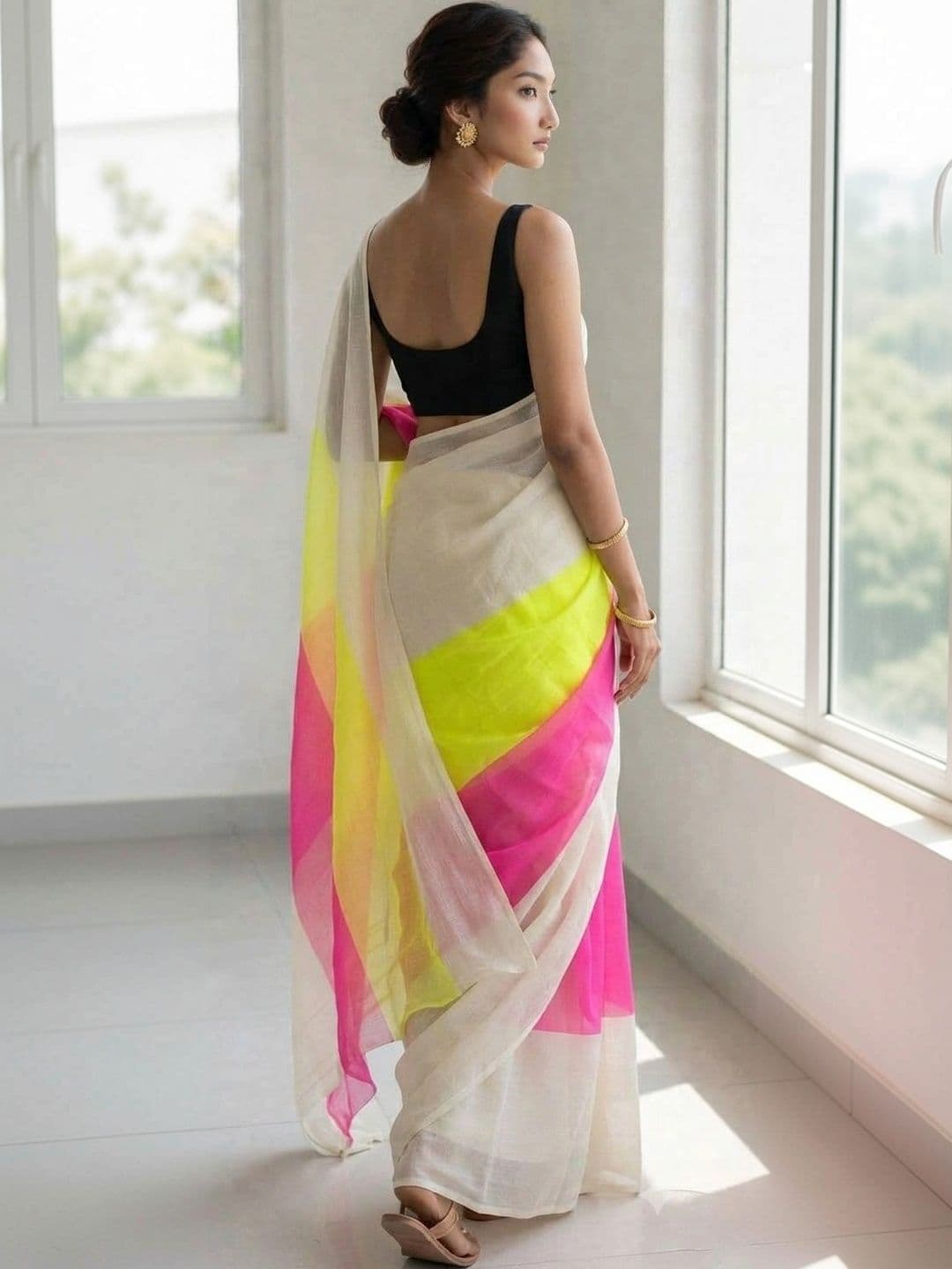 HERE&NOW Poly Georgette Saree thumbnail 5